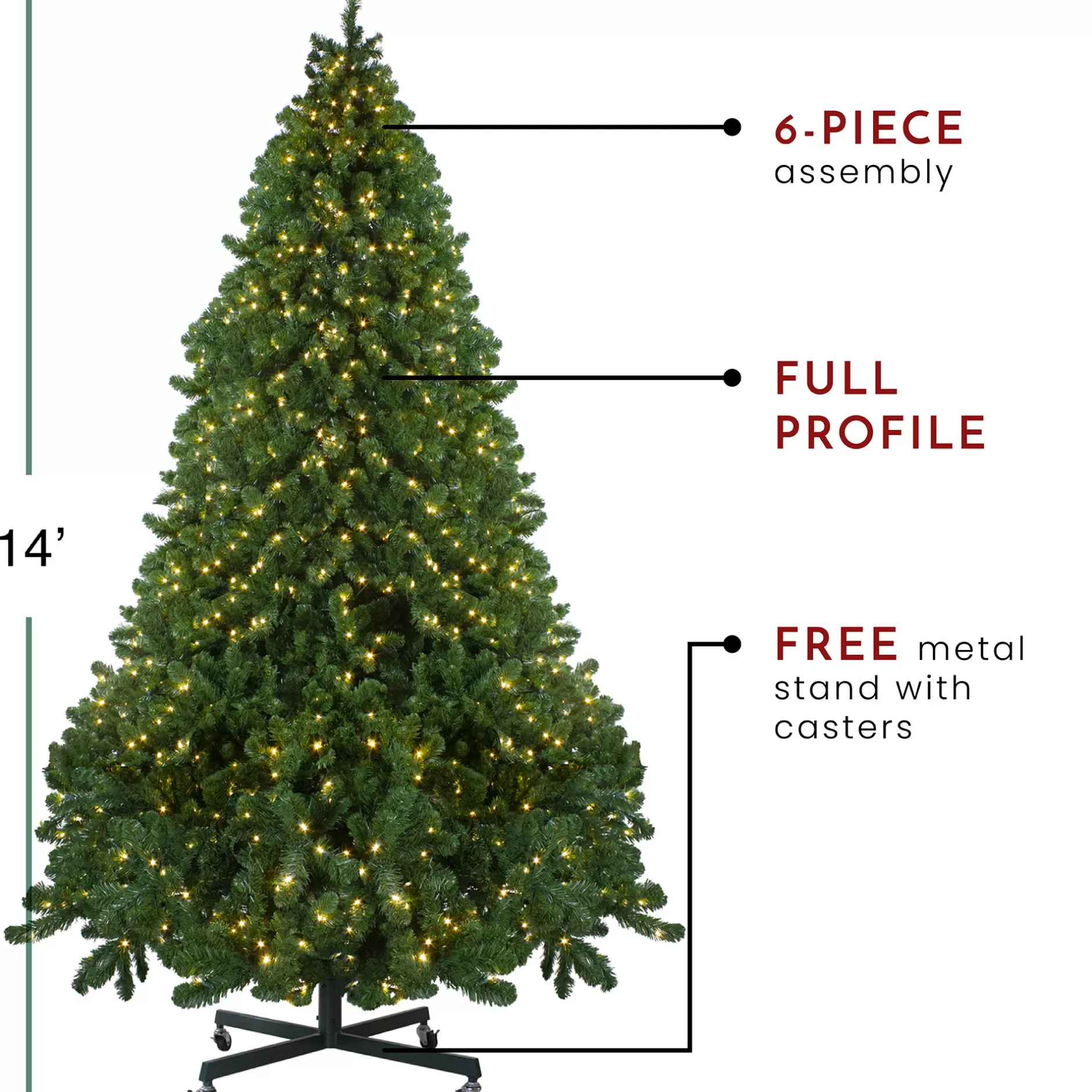 Best 14' Pre-Lit Full Olympia Pine Artificial Christmas Tree - Warm White Lights Pre-Lit
