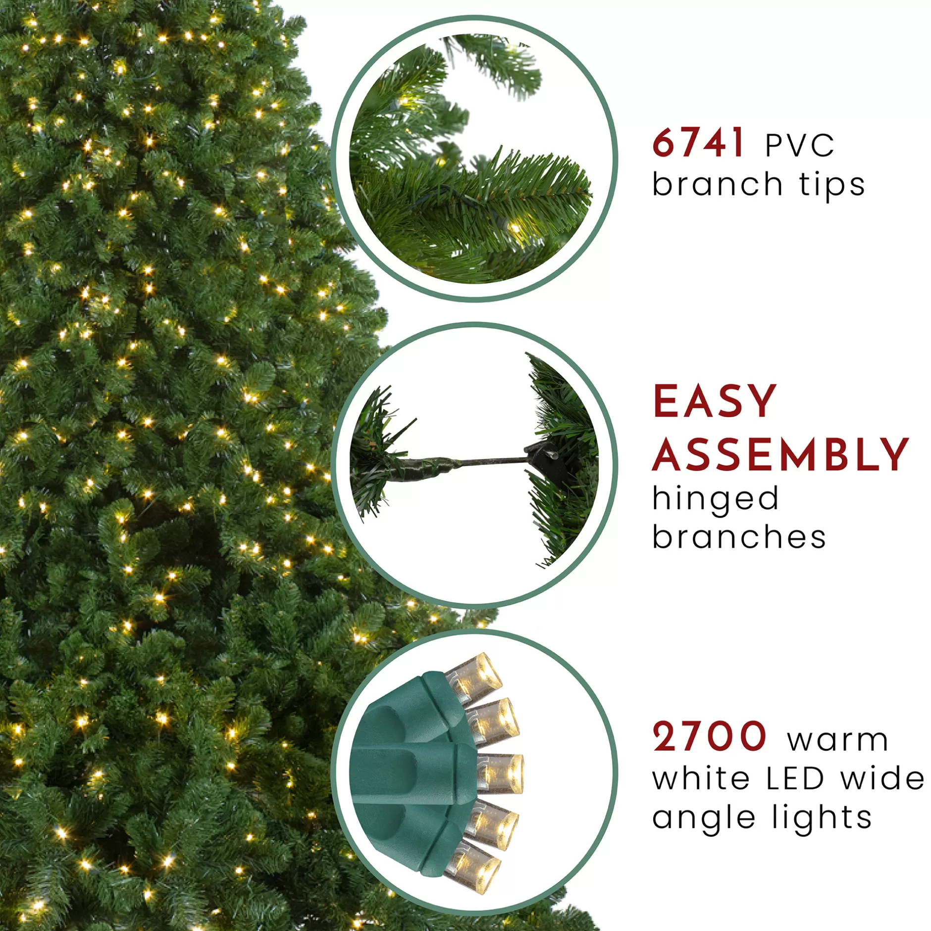 Best 14' Pre-Lit Full Olympia Pine Artificial Christmas Tree - Warm White Lights Pre-Lit