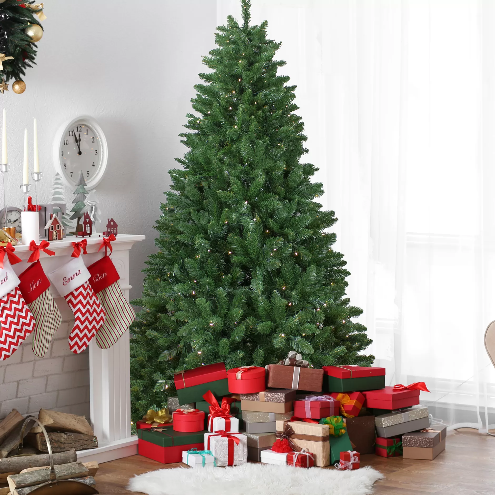 Best 7.5' Pre-Lit Full Twin Lakes Fir Artificial Christmas Tree - Warm White Led Lights Pre-Lit