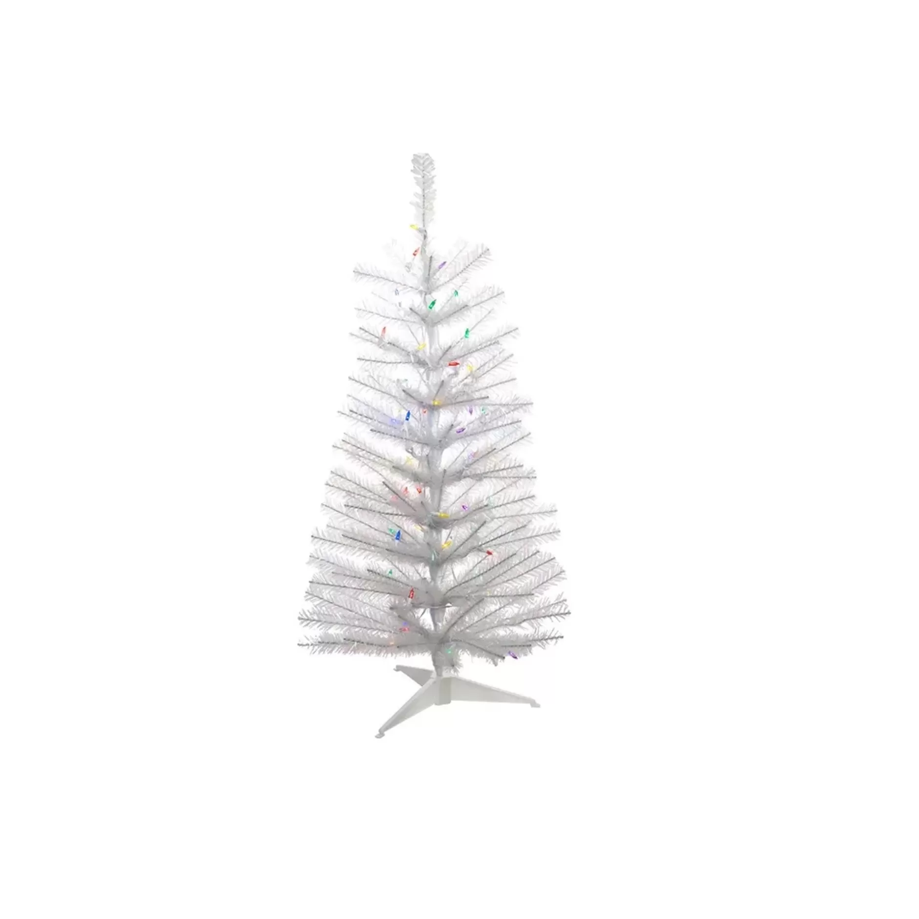 Best 3' Pre-Lit Glisten Pine Tree Artificial Christmas Tree, Multicolored Led Lights Colorful