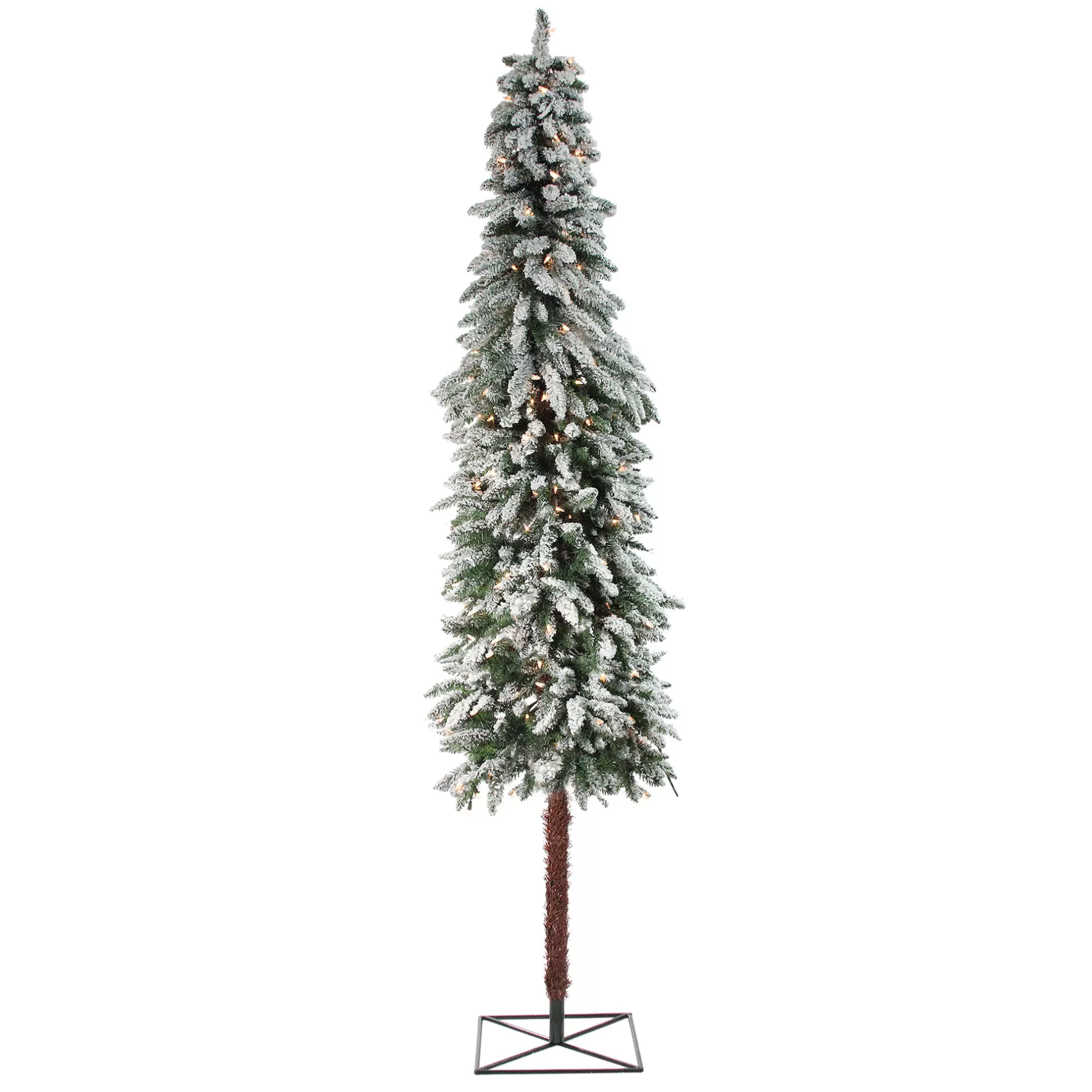 Flash Sale 7' Pre-Lit Green Pencil Flocked Alpine Artificial Christmas Tree - Clear Lights Pre-Lit