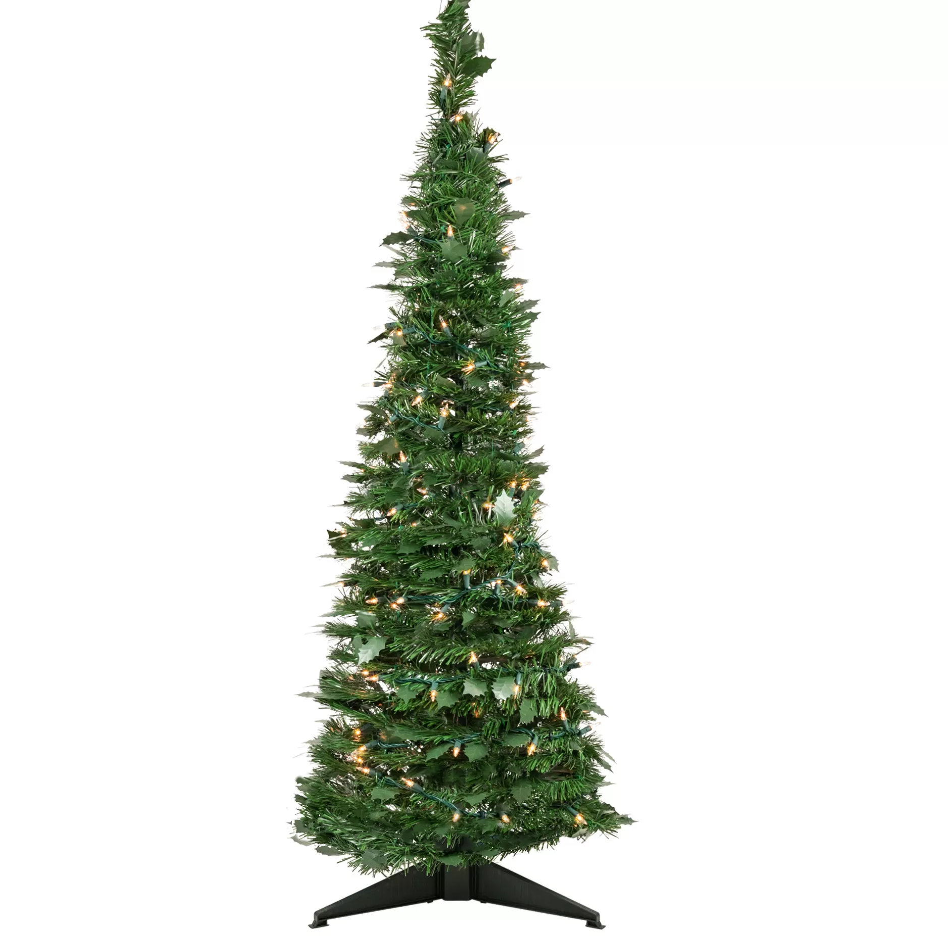 Cheap 4' Pre-Lit Green Tinsel Pop-Up Artificial Christmas Tree, Clear Lights Pop Up