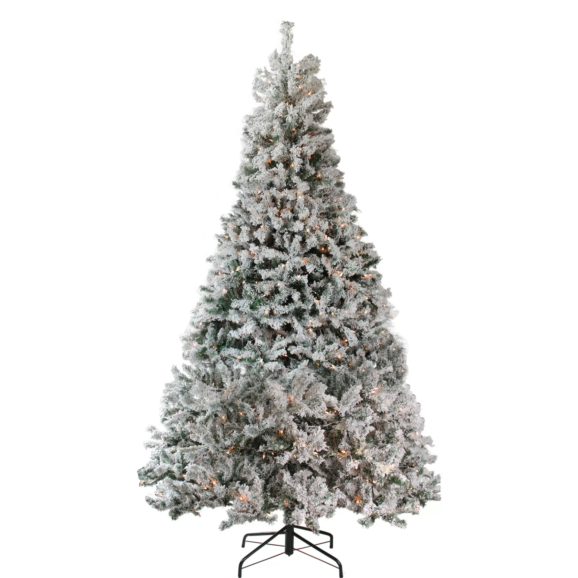 Best 7.5' Pre-Lit Heavily Flocked Medium Pine Artificial Christmas Tree, Clear Lights Pre-Lit