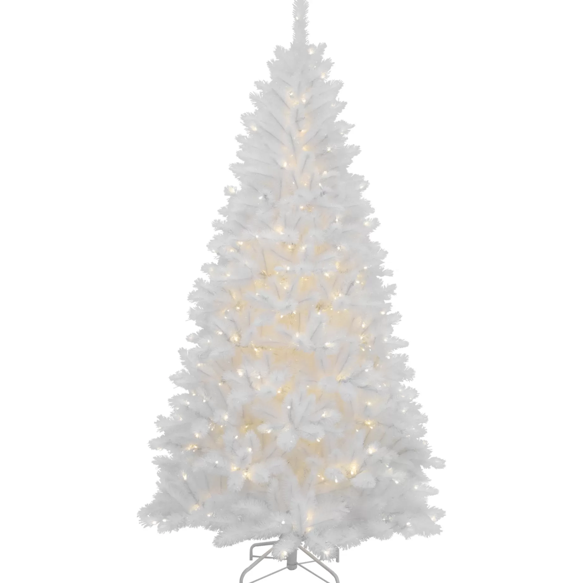 Best 7.5' Pre-Lit Iridescent White Alaskan Pine Artificial Christmas Tree - Clear Lights Colorful