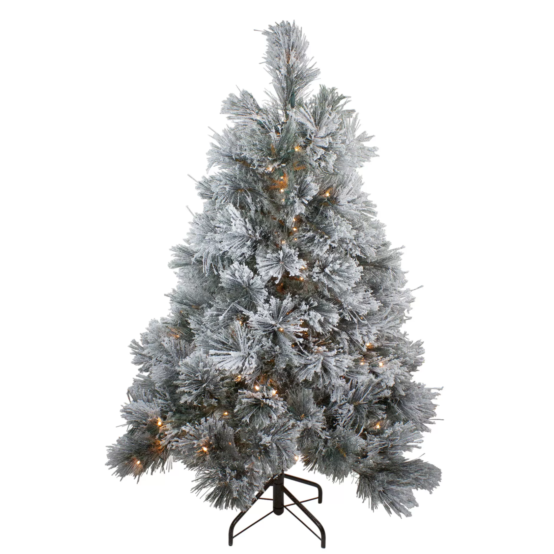 Best 4.5' Pre-Lit Led Black Spruce Artificial Christmas Tree - Clear Lights Flocked