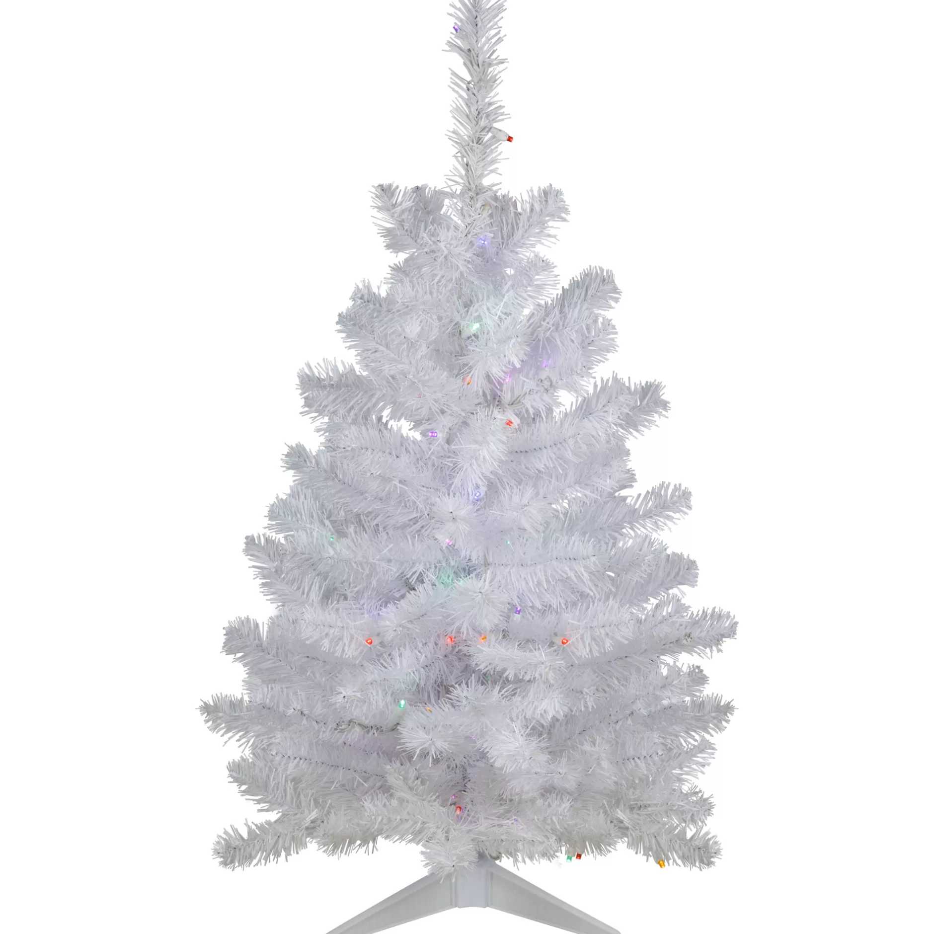 Shop 3' Pre-Lit Led Snow White Artificial Christmas Tree, Multi Lights Colorful