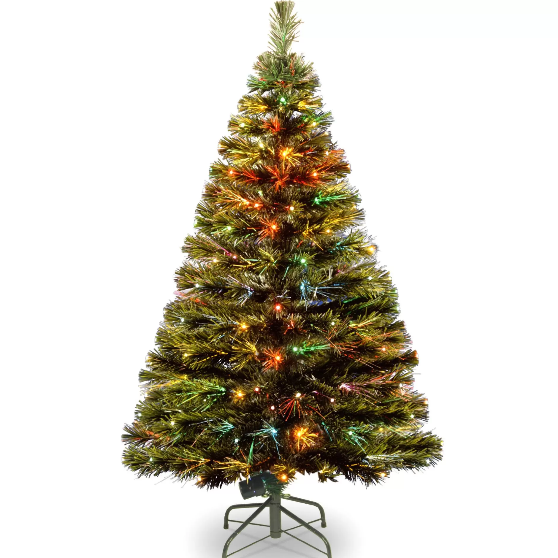 Outlet 4' Pre-Lit Medium Fiber Optic Artificial Christmas Tree - Multicolor Led Lights Pre-Lit