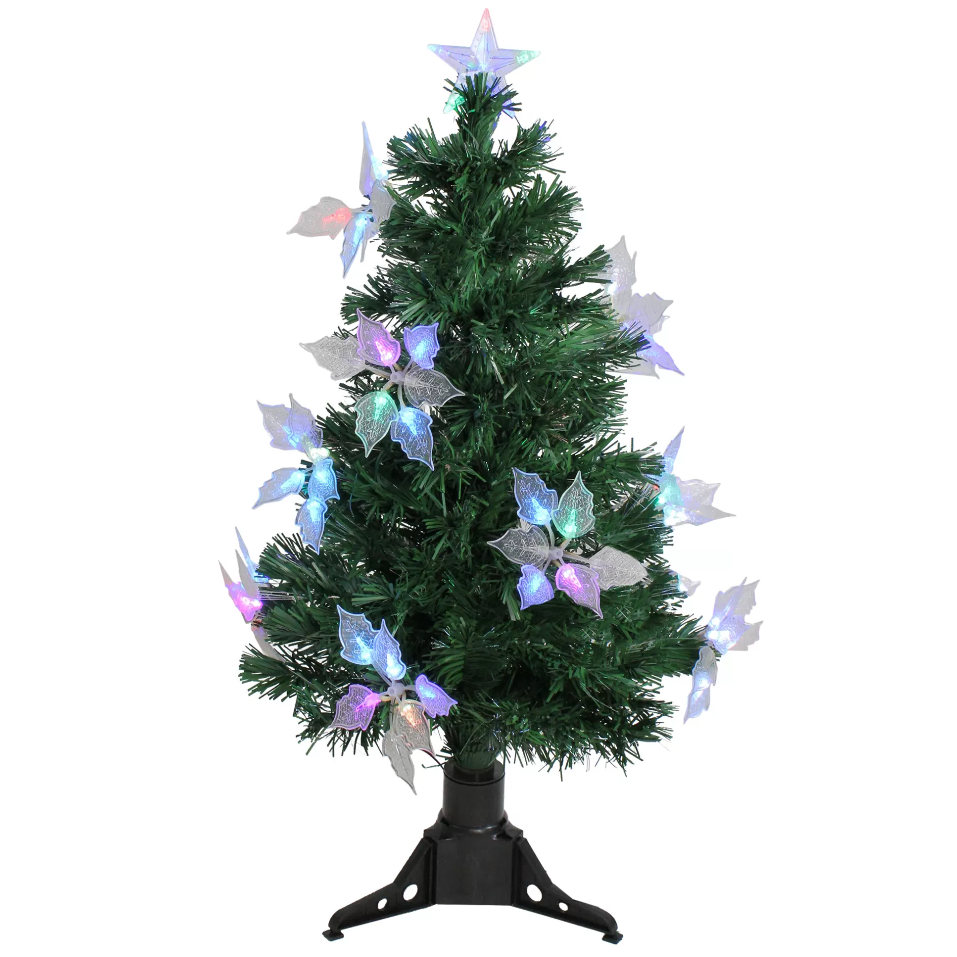 Clearance 3' Pre-Lit Medium Fiber Optic Floral Artificial Christmas Tree - Multi-Color Lights Fiber Optic