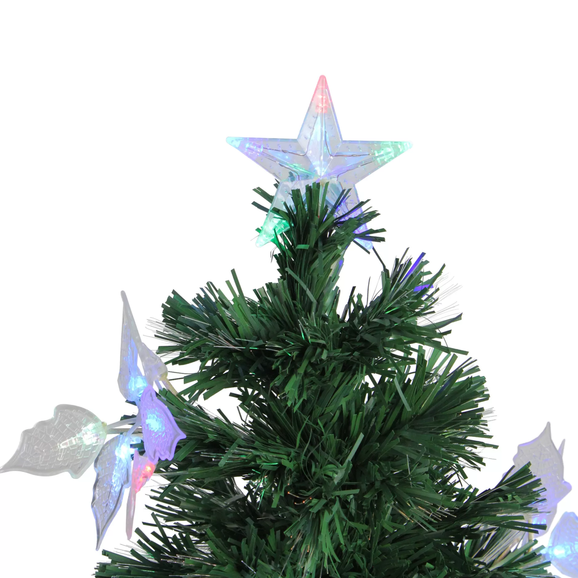 Clearance 3' Pre-Lit Medium Fiber Optic Floral Artificial Christmas Tree - Multi-Color Lights Fiber Optic
