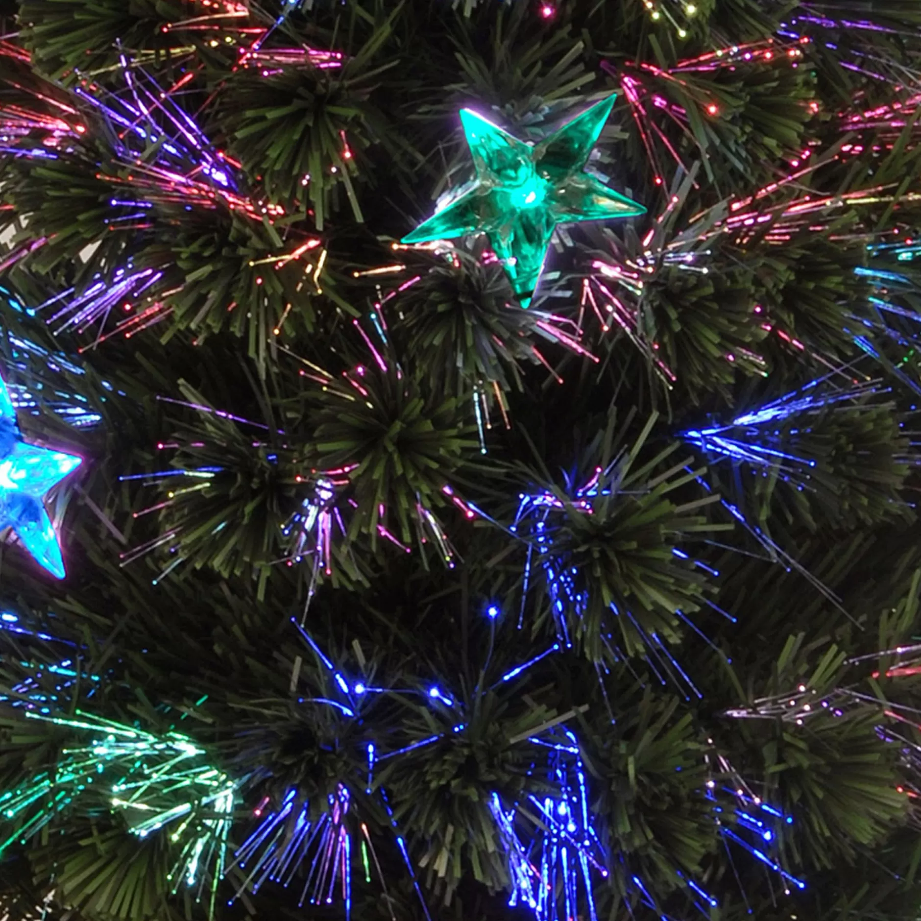 New 3' Pre-Lit Medium Fiber-Optic Artificial Christmas Tree With Stars - Multicolor Led Lights Pre-Lit