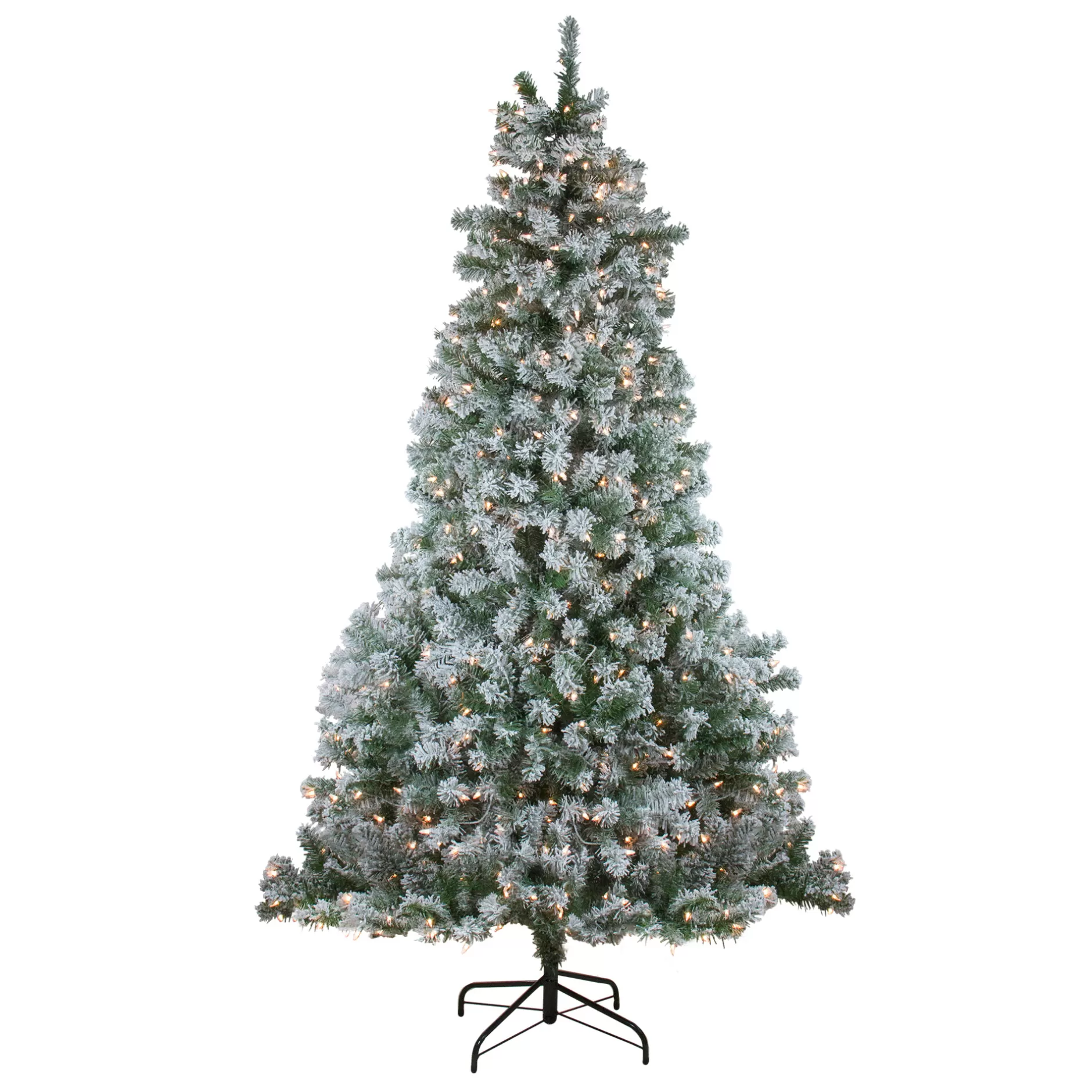 Store 6.5' Pre-Lit Medium Flocked Winema Pine Artificial Christmas Tree - Clear Lights Flocked