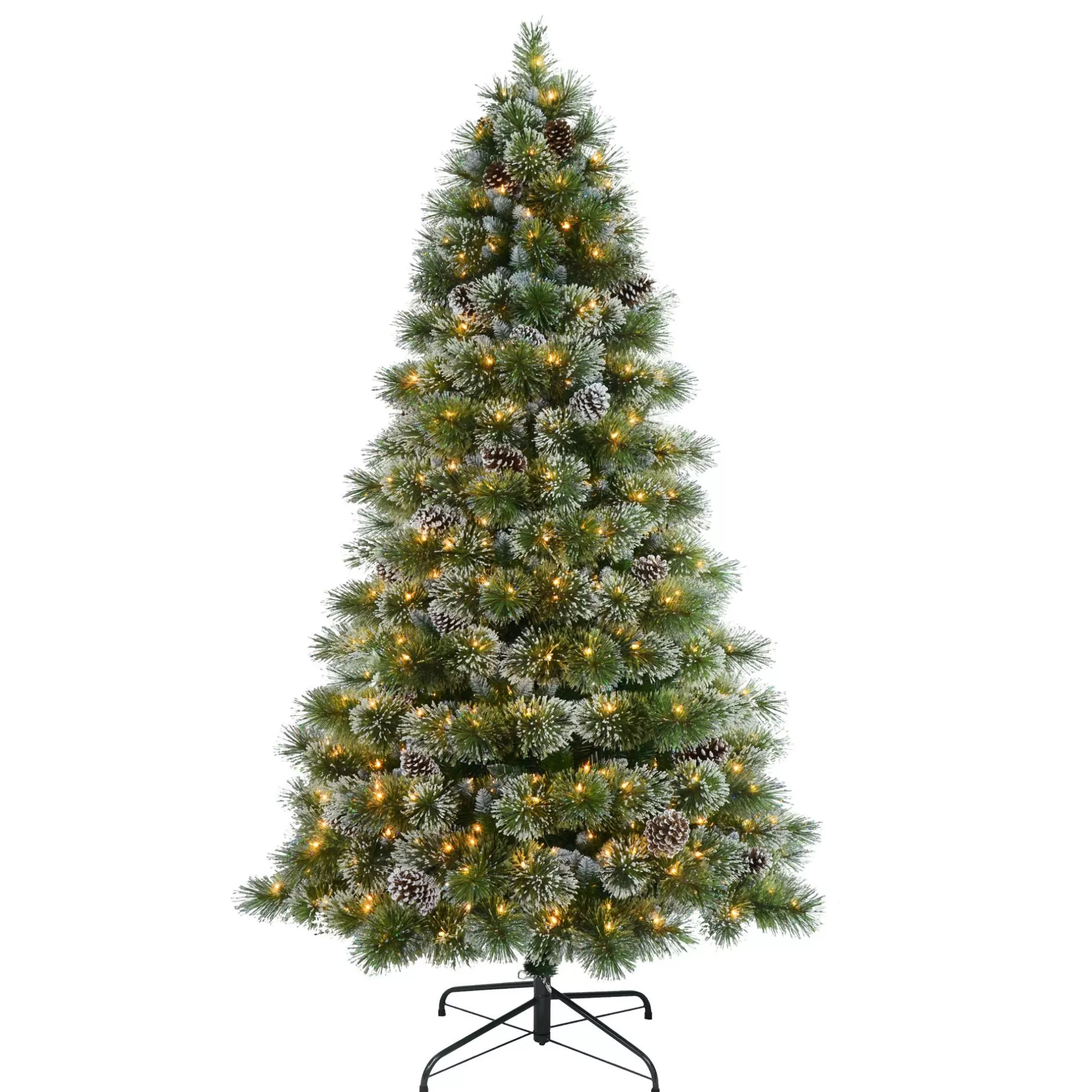 Outlet 7.5' Pre-Lit Medium Frosted Boulder Pine Artificial Christmas Tree, Clear Lights Flocked