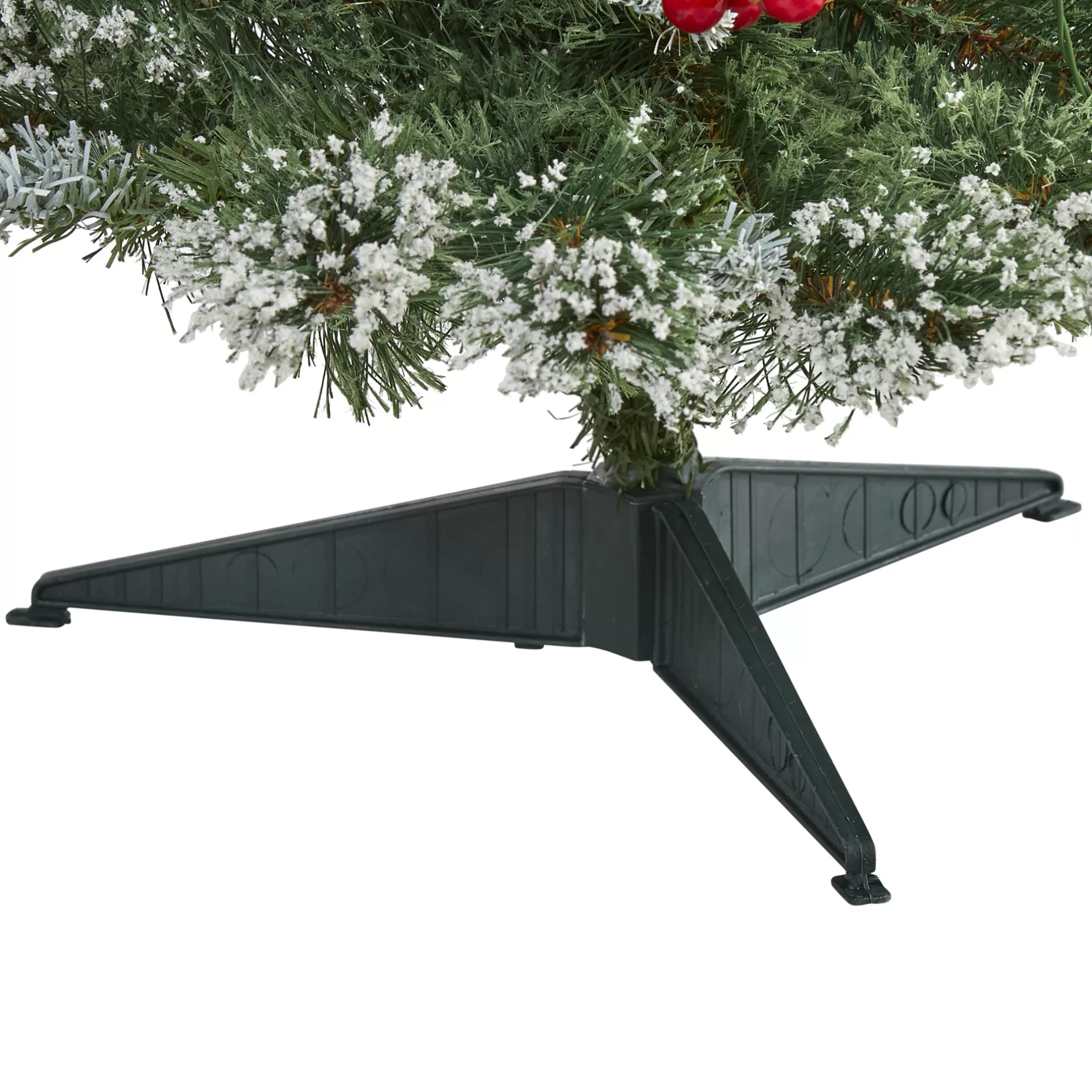 Discount 3' Pre-Lit Medium Frosted Swiss Pine With Berries Christmas Tree, Warm Clear Led Lights Pre-Lit