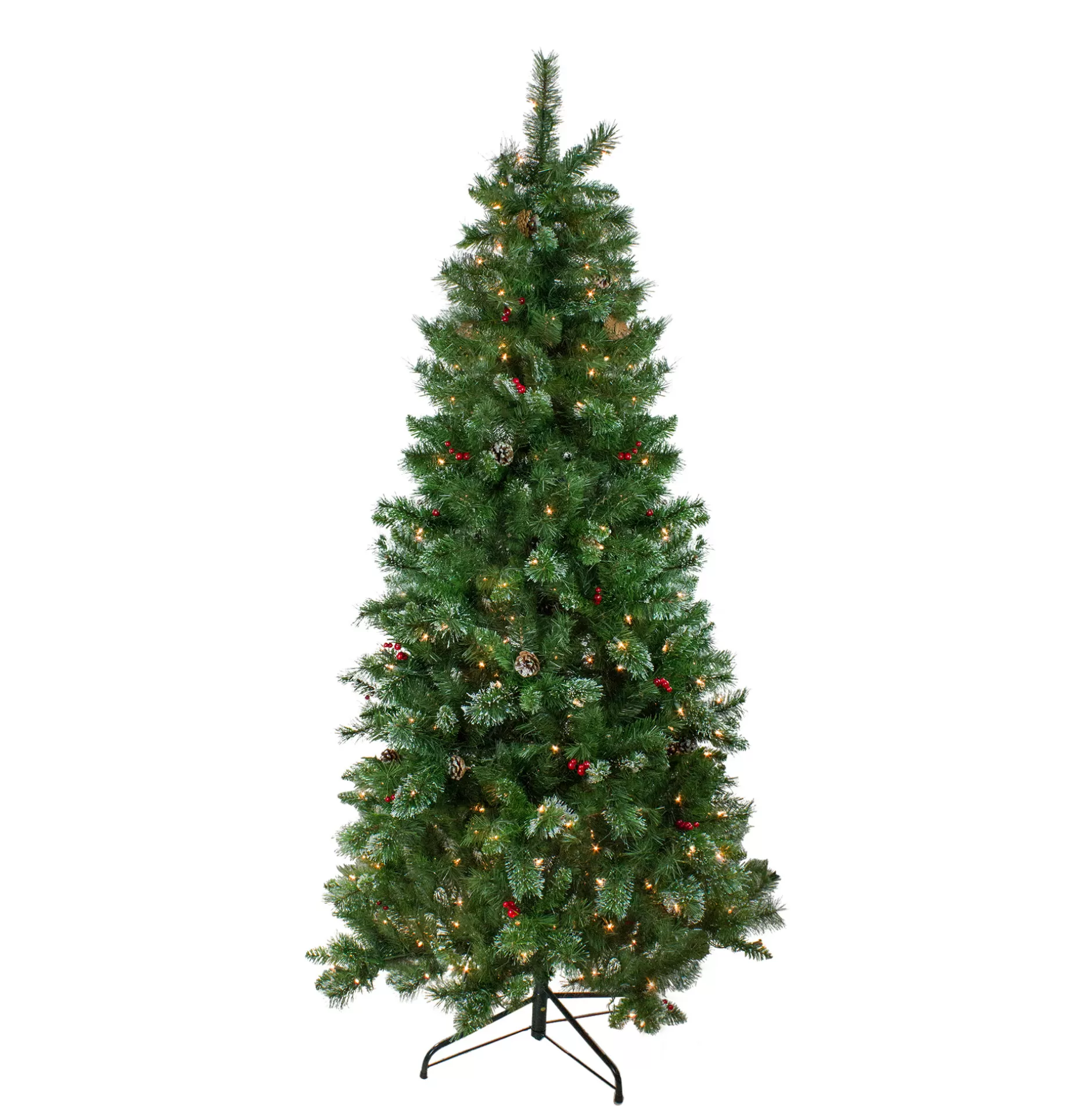 Best 7.5' Pre-Lit Medium Mixed Pine Glittered Artificial Christmas Tree - Clear Lights Pre-Lit