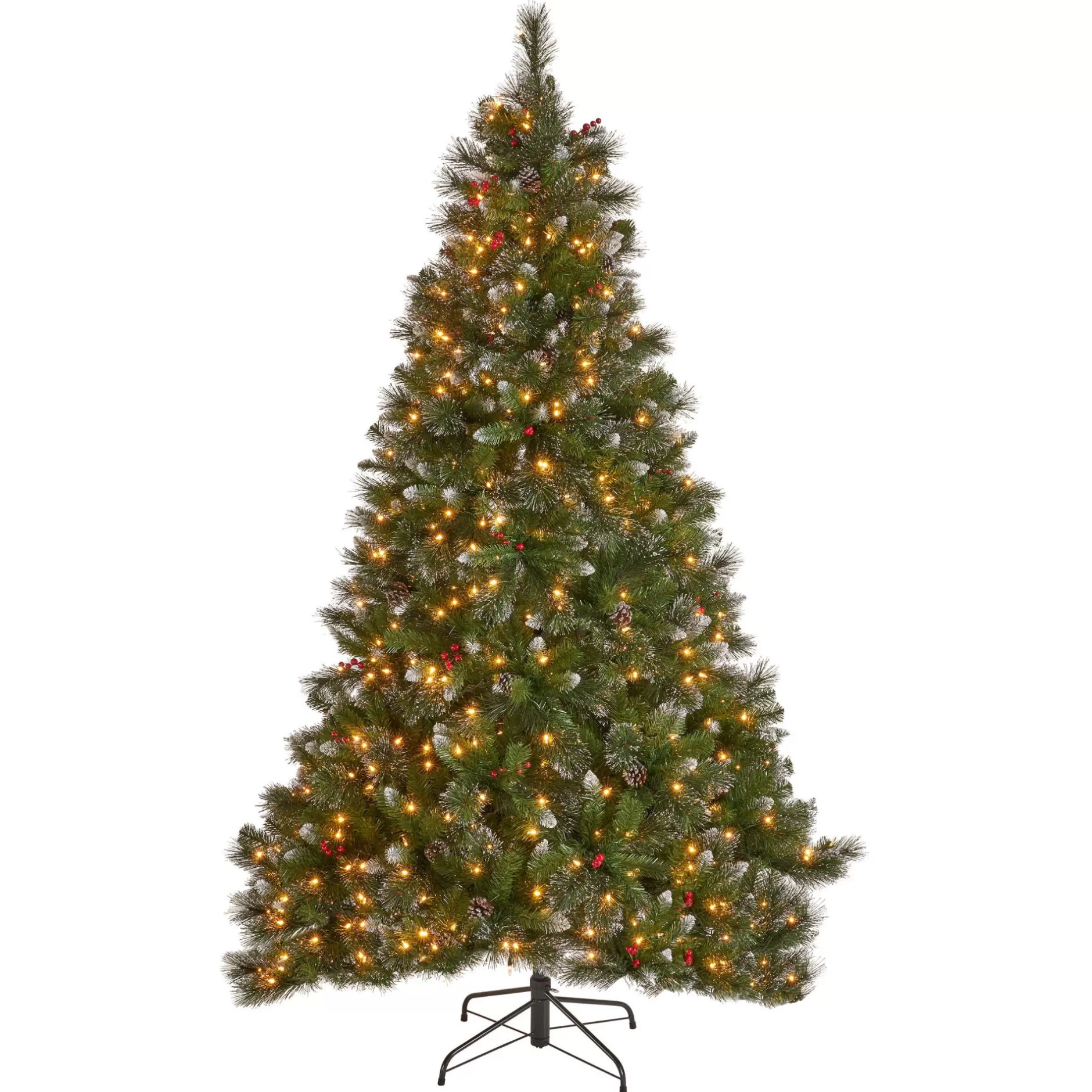 Fashion 7' Pre-Lit Medium Mixed Spruce Artificial Christmas Tree With Glittered Branches - Clear Lights Pre-Lit