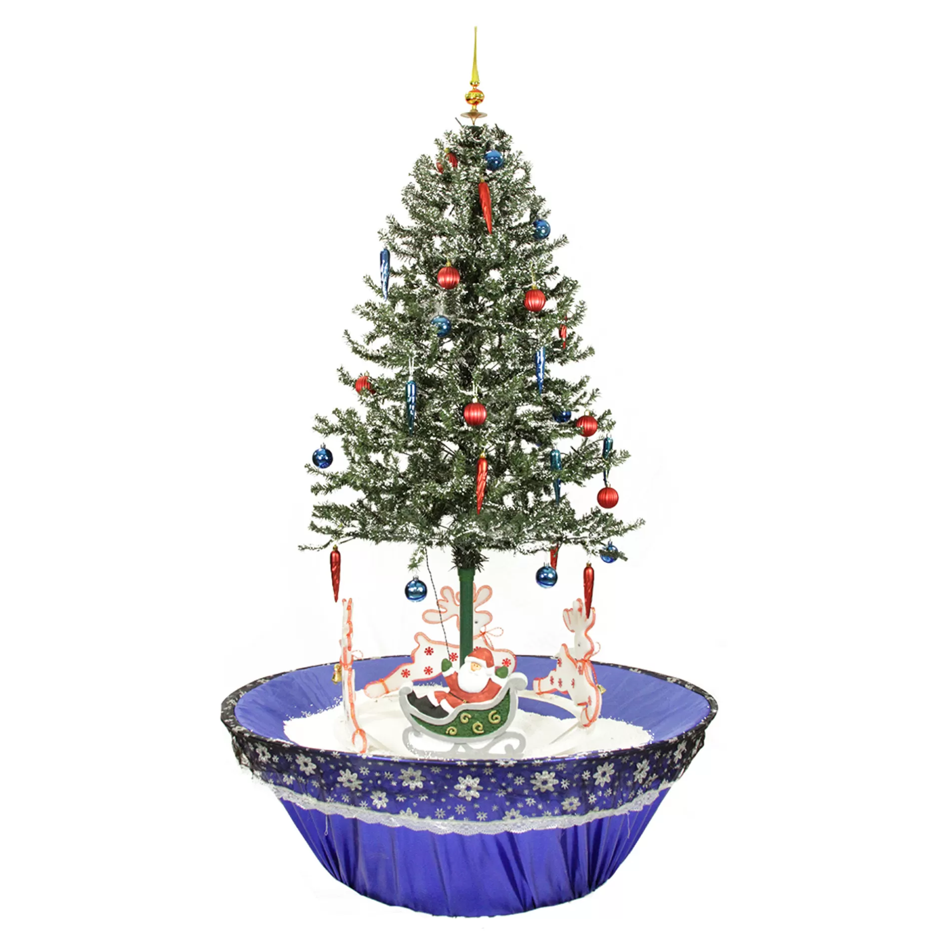 Clearance 6.25' Pre-Lit Medium Musical Snowing Rotating Santa Artificial Christmas Tree - Blue Led Lights Pre-Lit