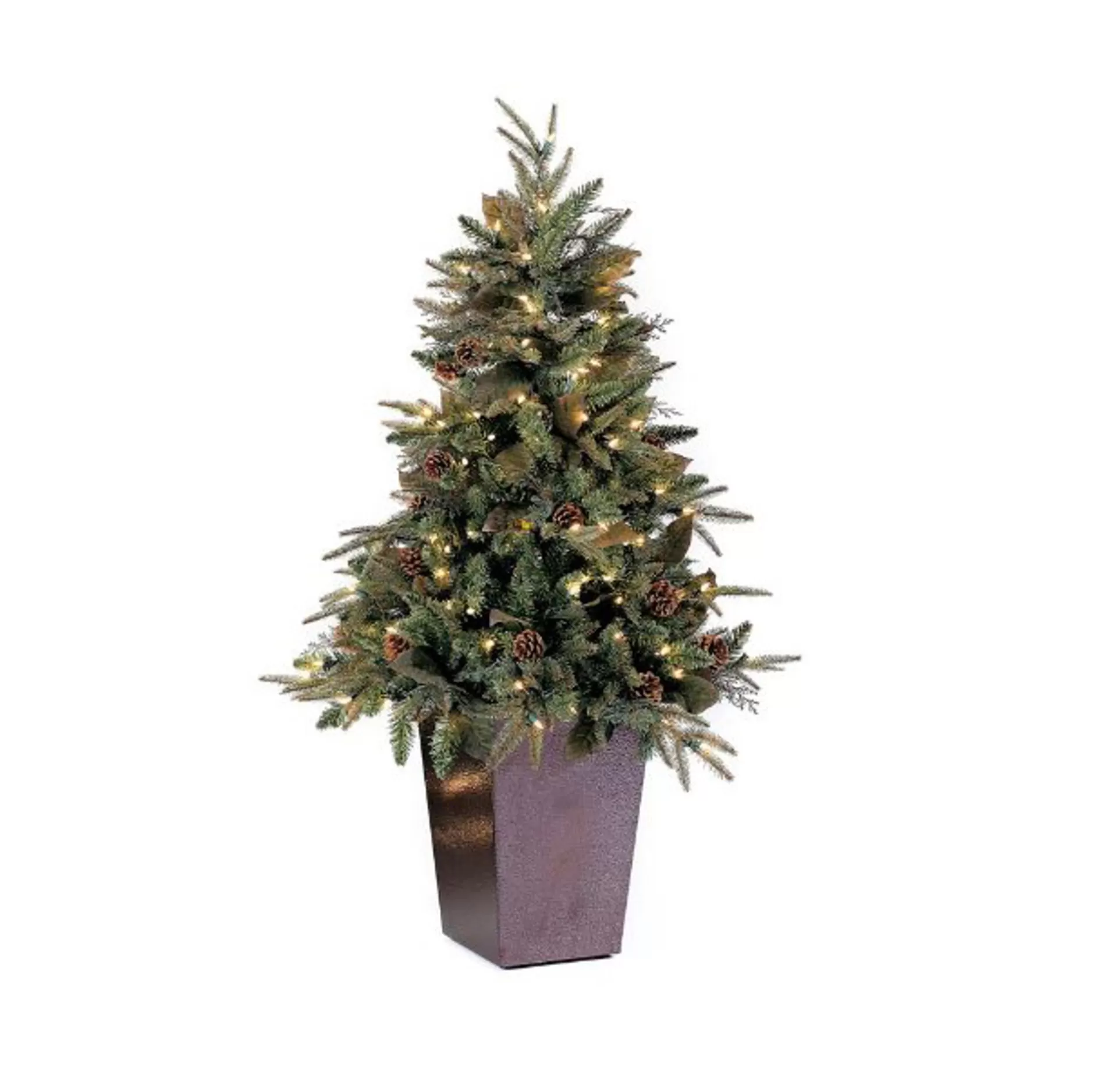 Cheap 5' Pre-Lit Medium Potted Green River Spruce Artificial Christmas Tree - Clear Lights Pre-Lit