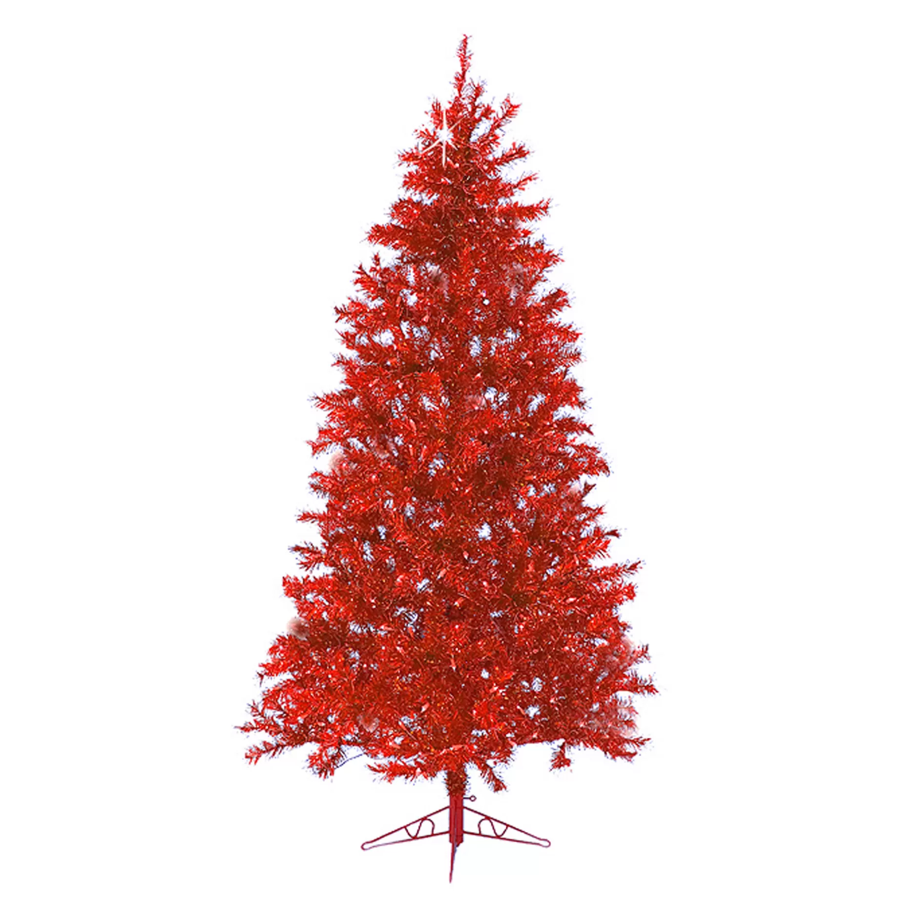 Fashion 7.5' Pre-Lit Medium Sparkle Tinsel Artificial Christmas Tree - Red Lights Colorful