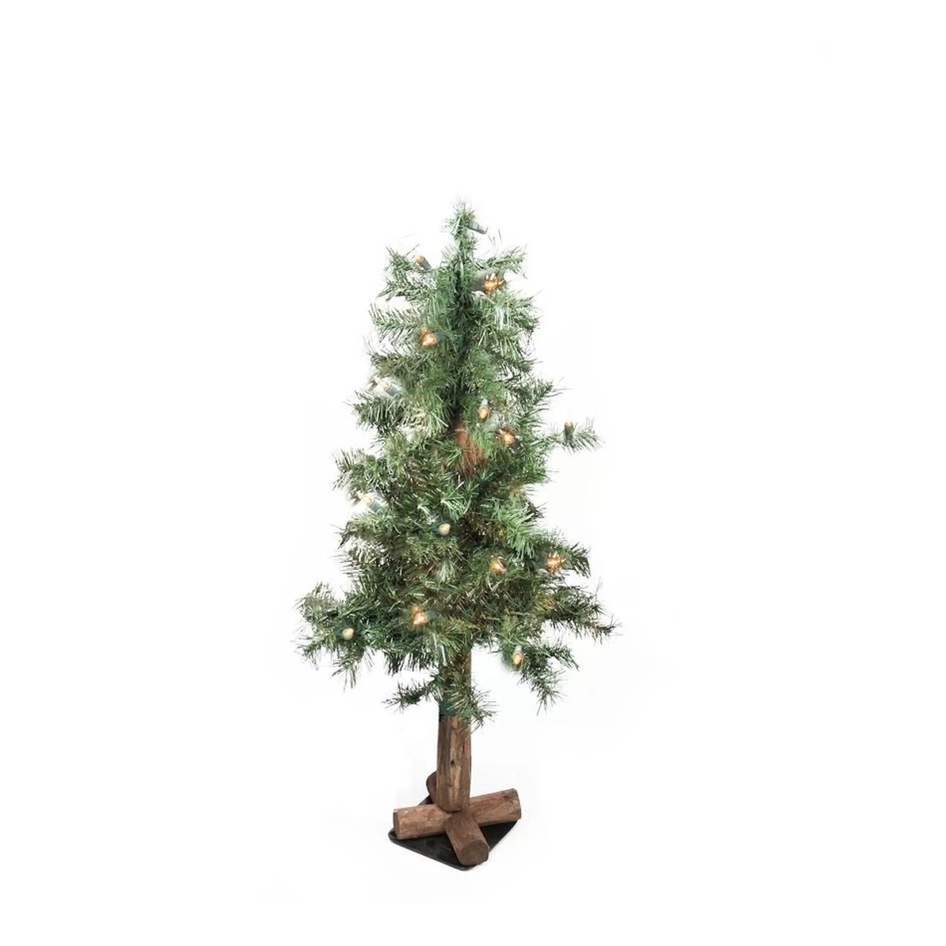 Discount 3' Pre-Lit Medium Traditional Woodland Alpine Artificial Christmas Tree - Clear Lights Pre-Lit
