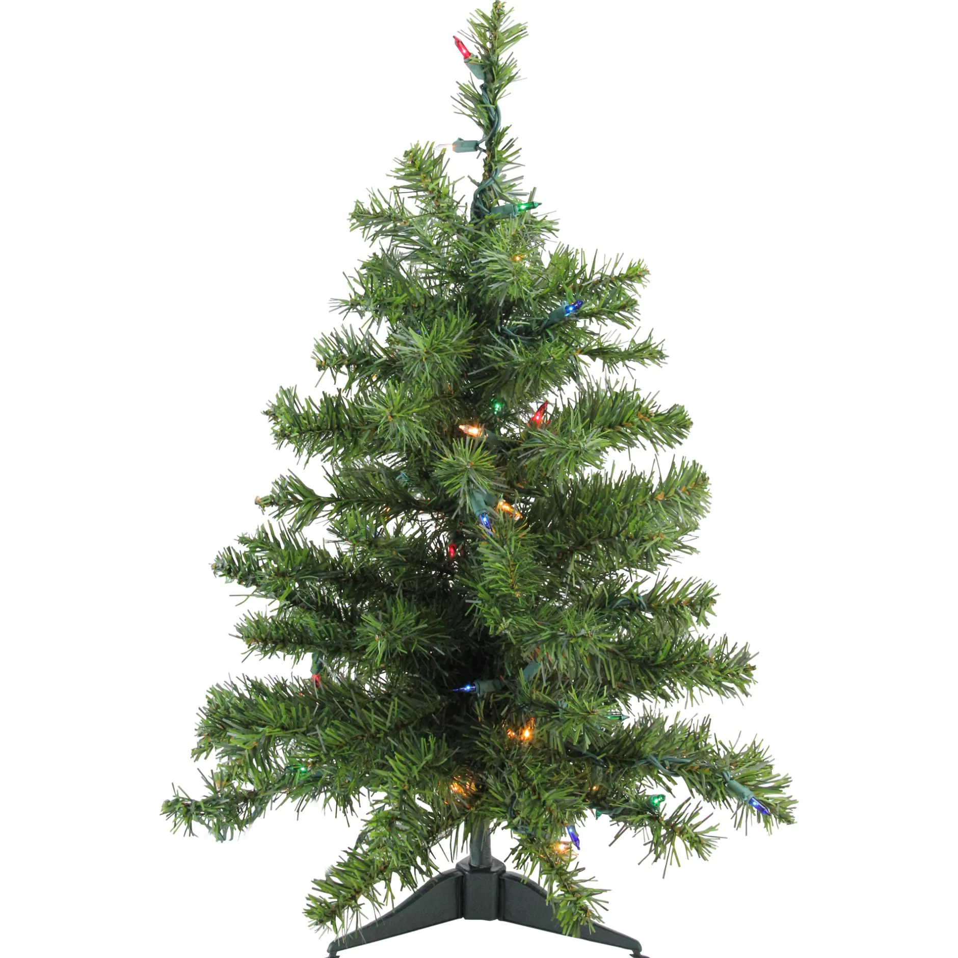 Cheap 1.5' Pre-Lit Medium Two-Tone Pine Artificial Christmas Tree - Multicolor Lights Pre-Lit