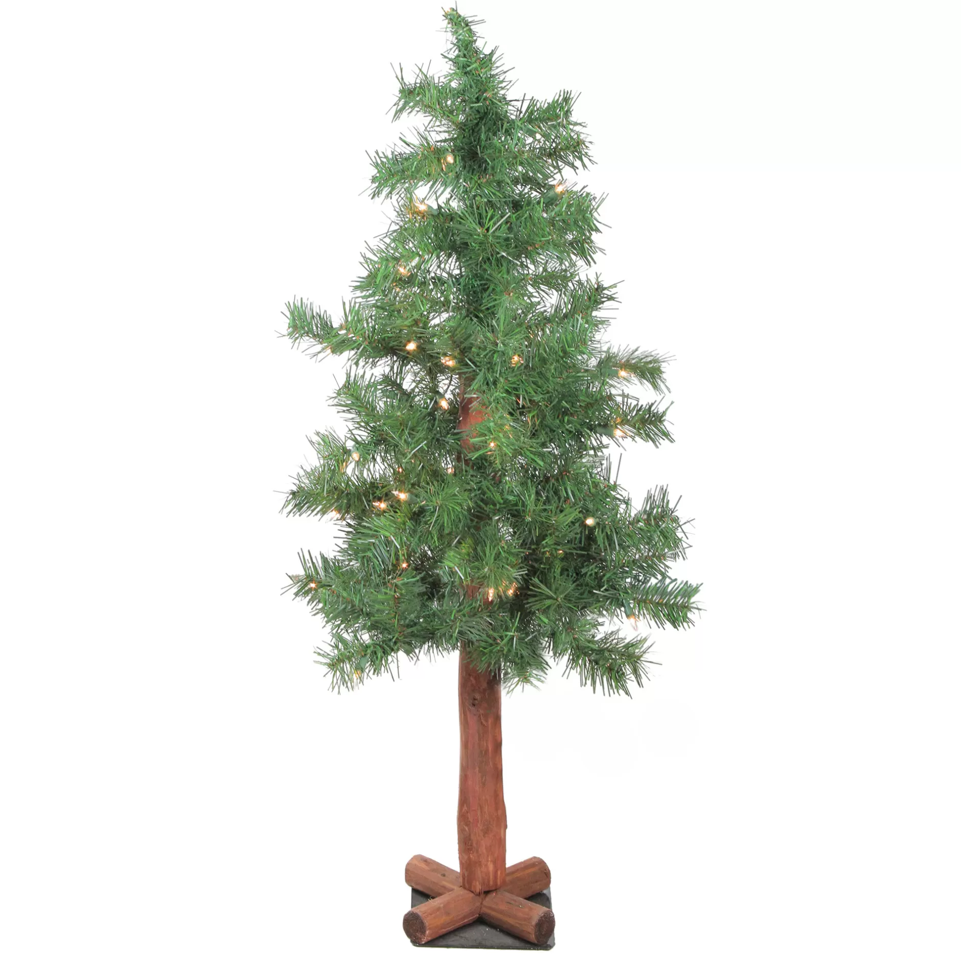 New 3' Pre-Lit Medium Woodland Alpine Artificial Christmas Tree - Clear Lights Alpine