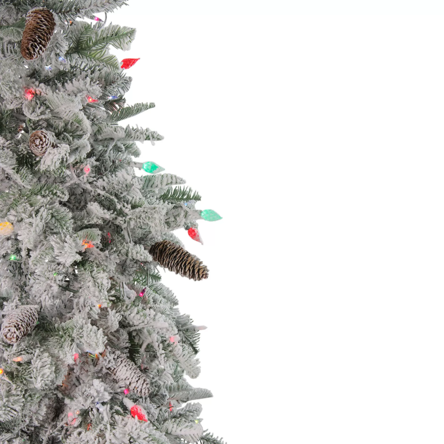 Store 7.5' Pre-Lit Meidum Profile Flocked Dunton Spruce Artificial Christmas Tree - Multi-Color Lights Pre-Lit