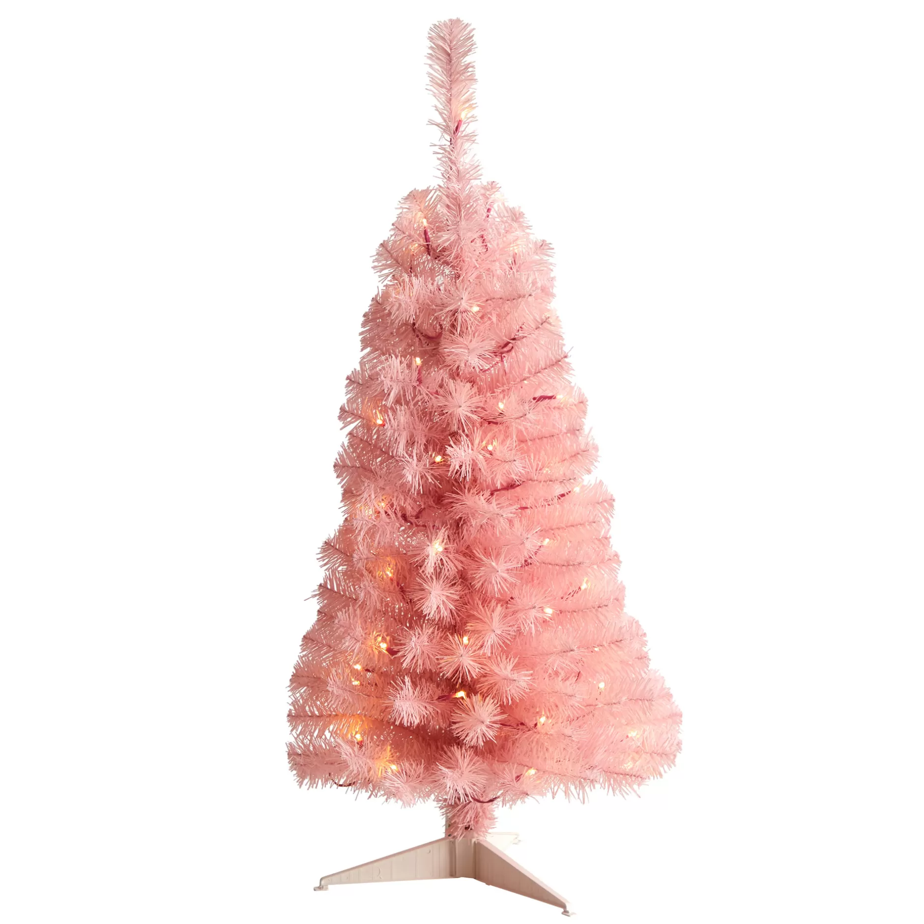 Hot 3' Pre-Lit Mini Pink Artificial Christmas Tree, Clear Led Lights Colorful