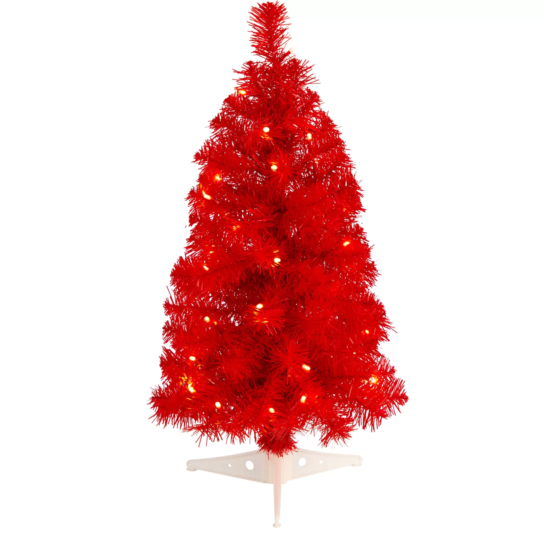 Sale 2' Pre-Lit Mini Red Artificial Christmas Tree, Clear Led Lights Colorful