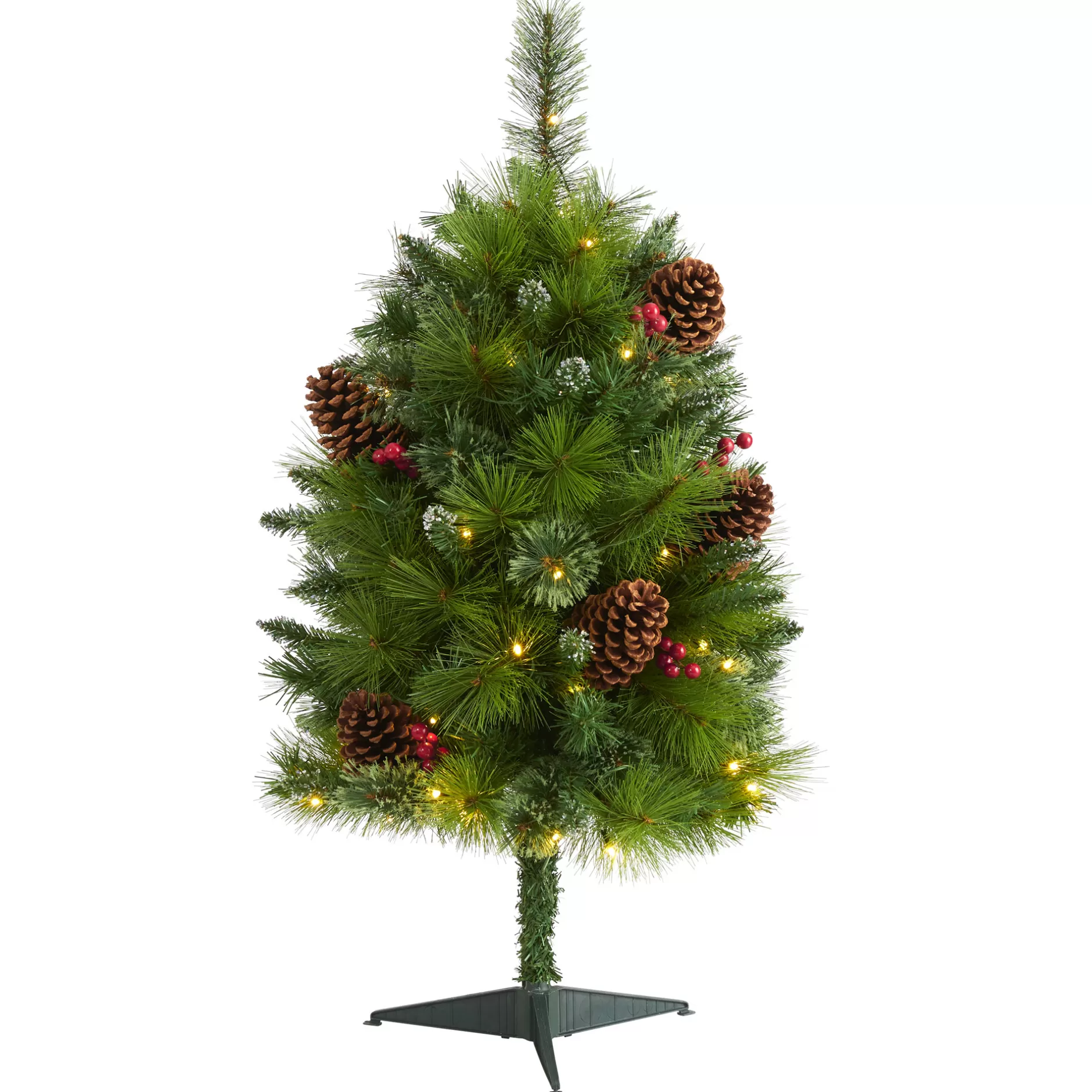 Best 3' Pre-Lit Montana Pine Artificial Christmas Tree, Warm Clear Led Lights Pre-Lit