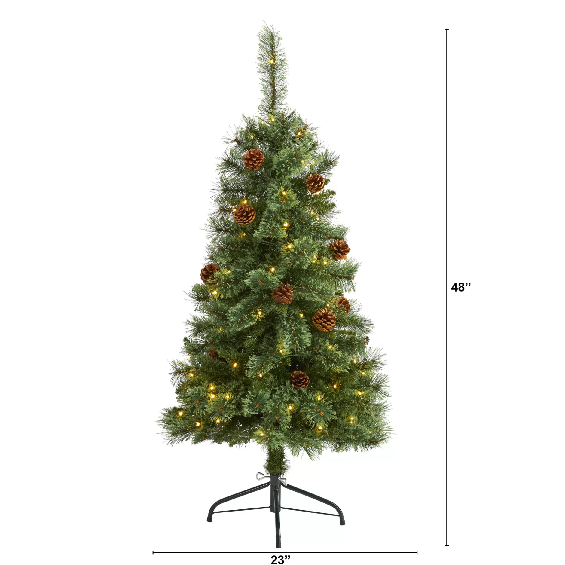 Online 4' Pre-Lit Mountain Pine And Pinecones Artificial Christmas Tree, Warm Clear Led Lights Pre-Lit
