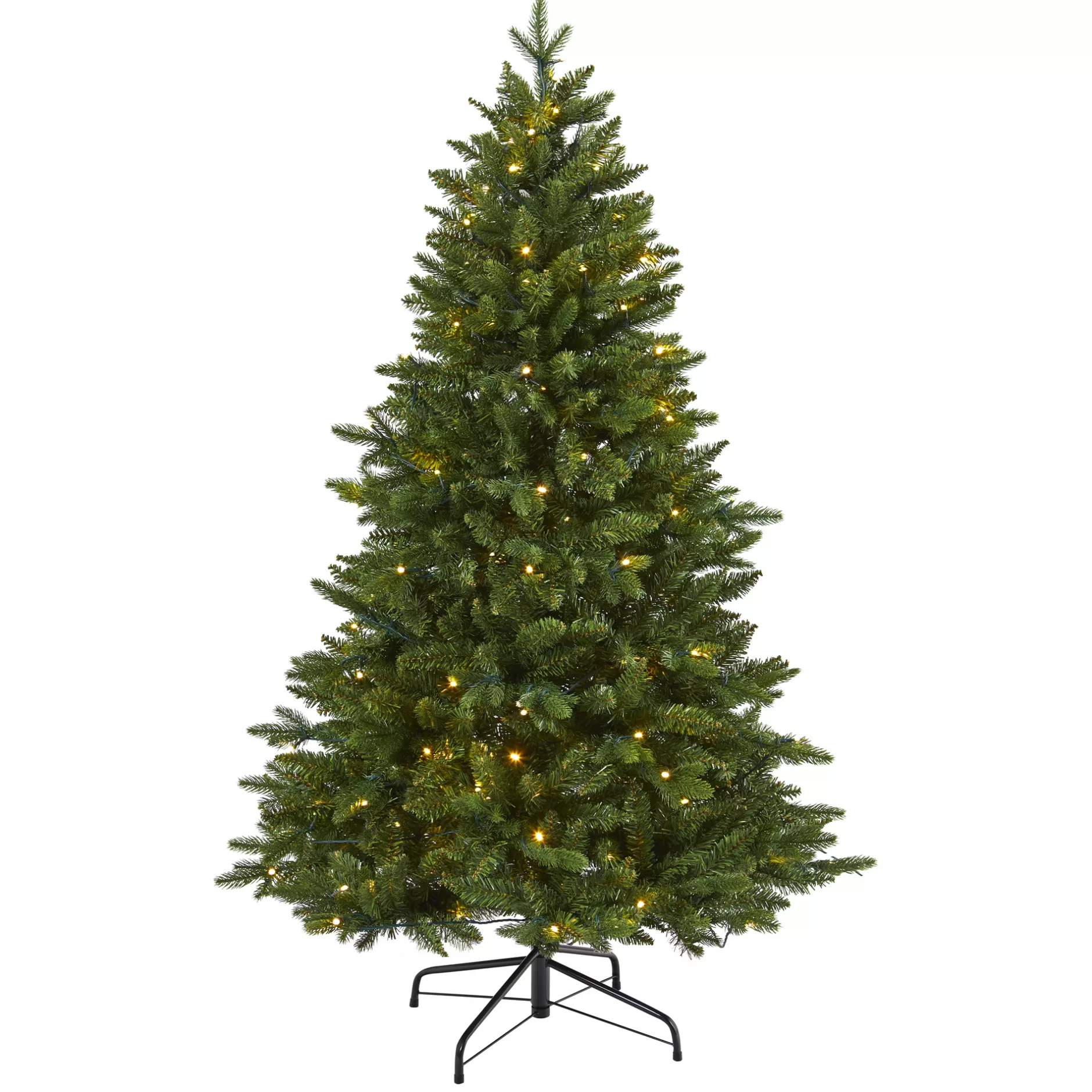 Fashion 5' Pre-Lit New Hampshire Fir Artificial Christmas Tree, Warm Clear Led Lights Pre-Lit