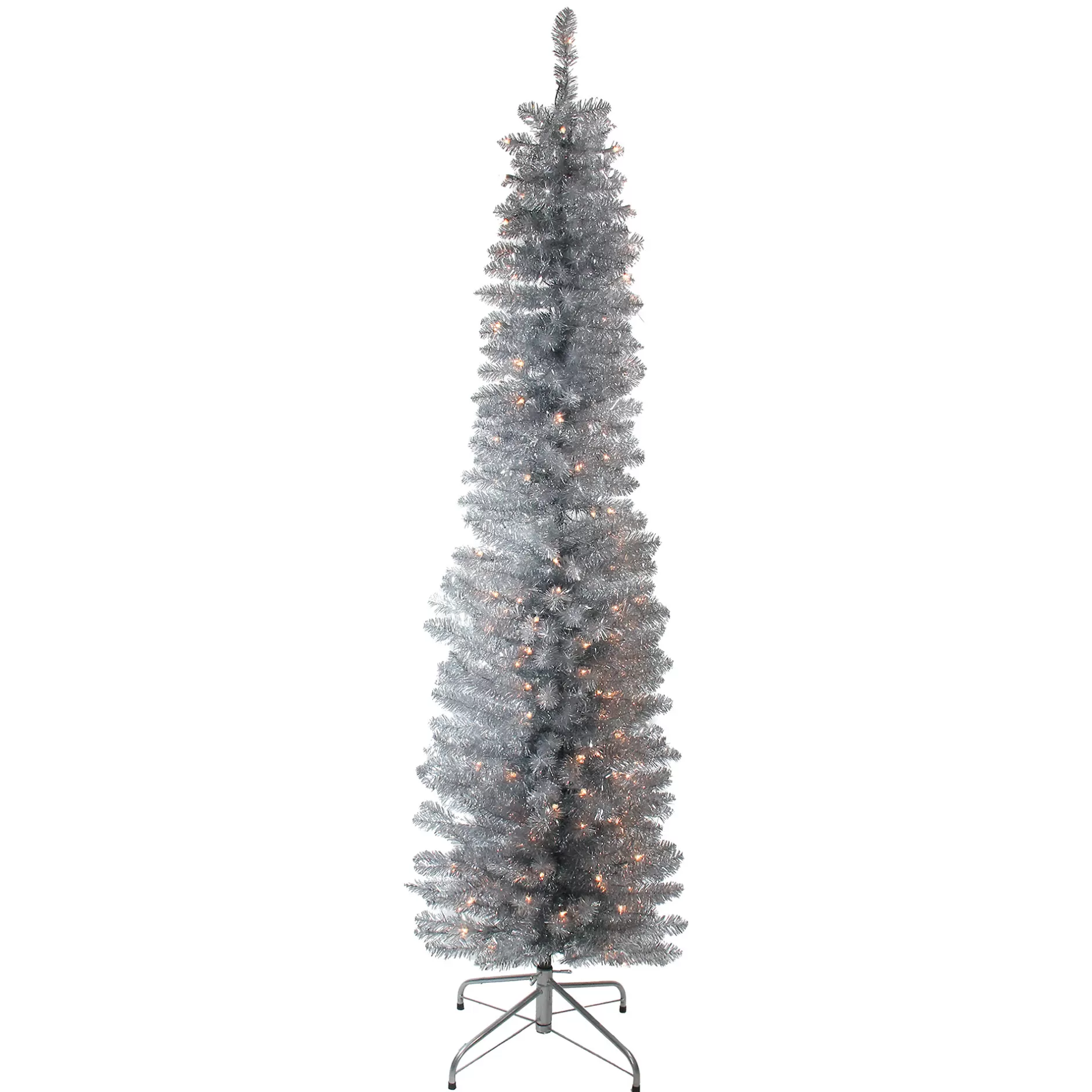 Cheap 6' Pre-Lit Pencil Artificial Christmas Tree - Clear Lights Colorful