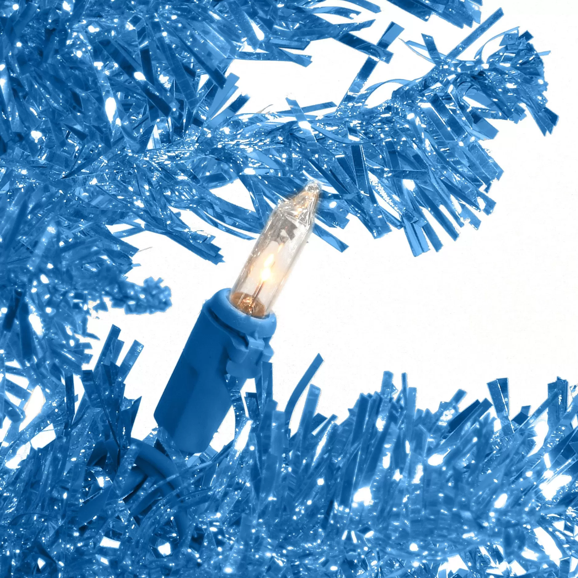 Discount 6' Pre-Lit Pencil Blue Tinsel Artificial Christmas Tree - Clear Lights Pre-Lit