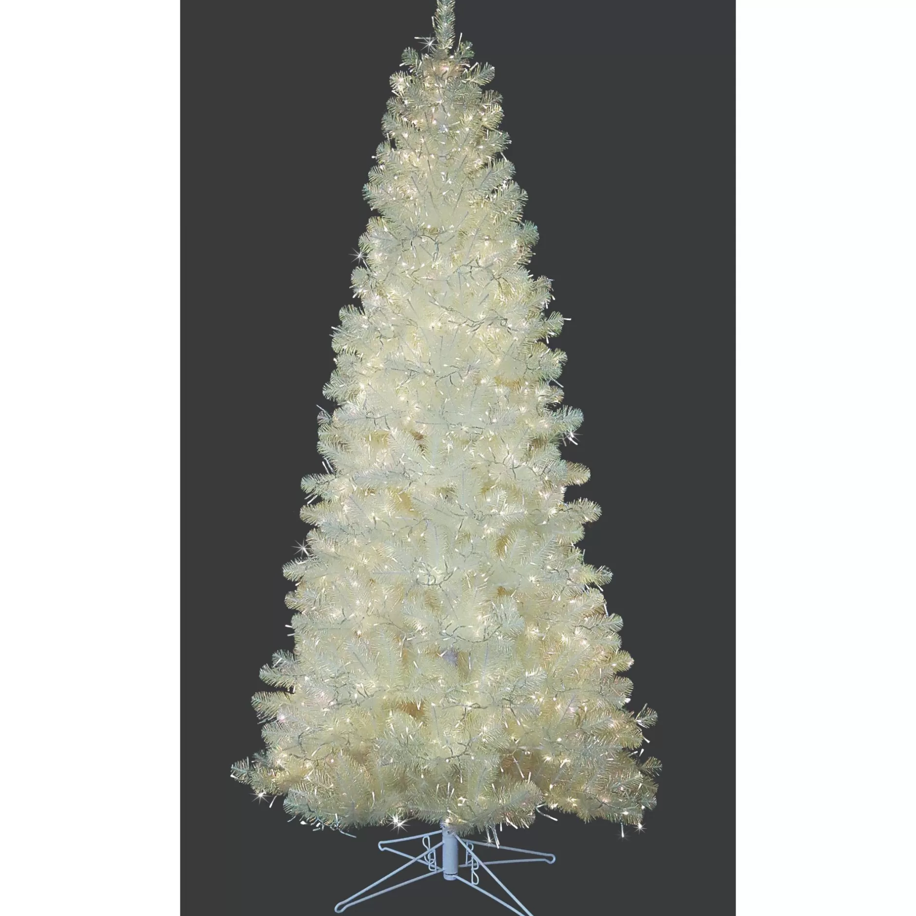 Sale 9' Pre-Lit Pencil Cluster Artificial Christmas Tree, Iridescent White Led Lights Colorful
