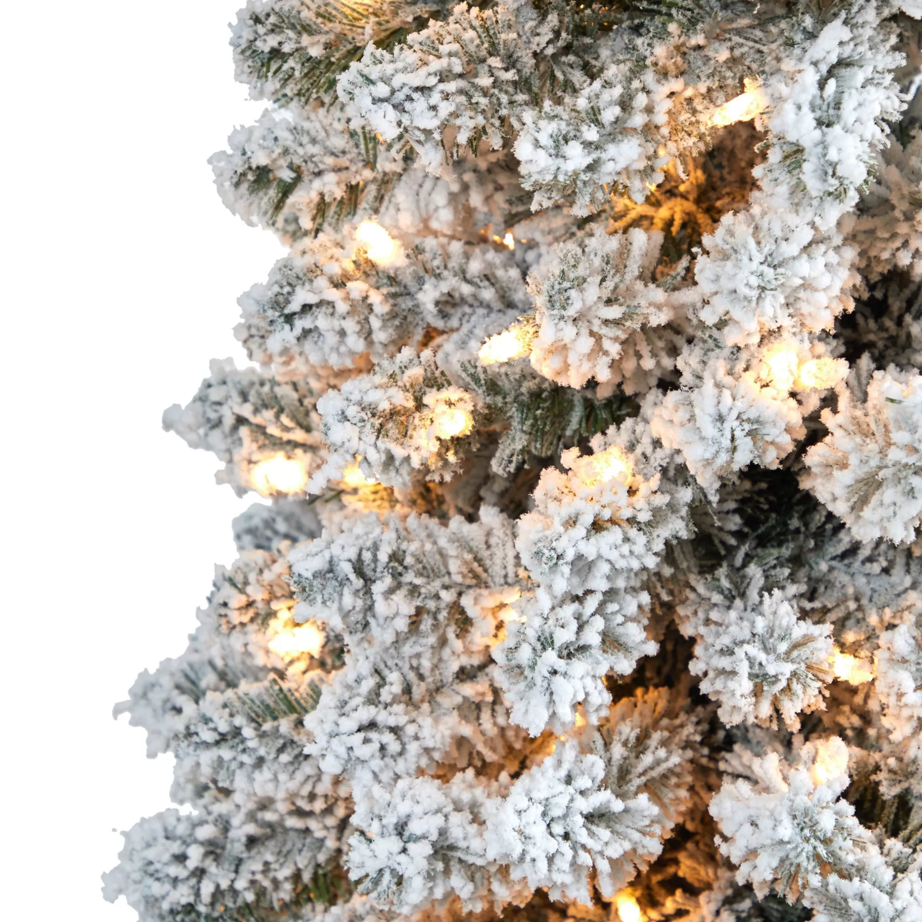Hot 7' Pre-Lit Pencil Slim Flocked Artificial Christmas Tree, Warm Clear Led Lights Pre-Lit