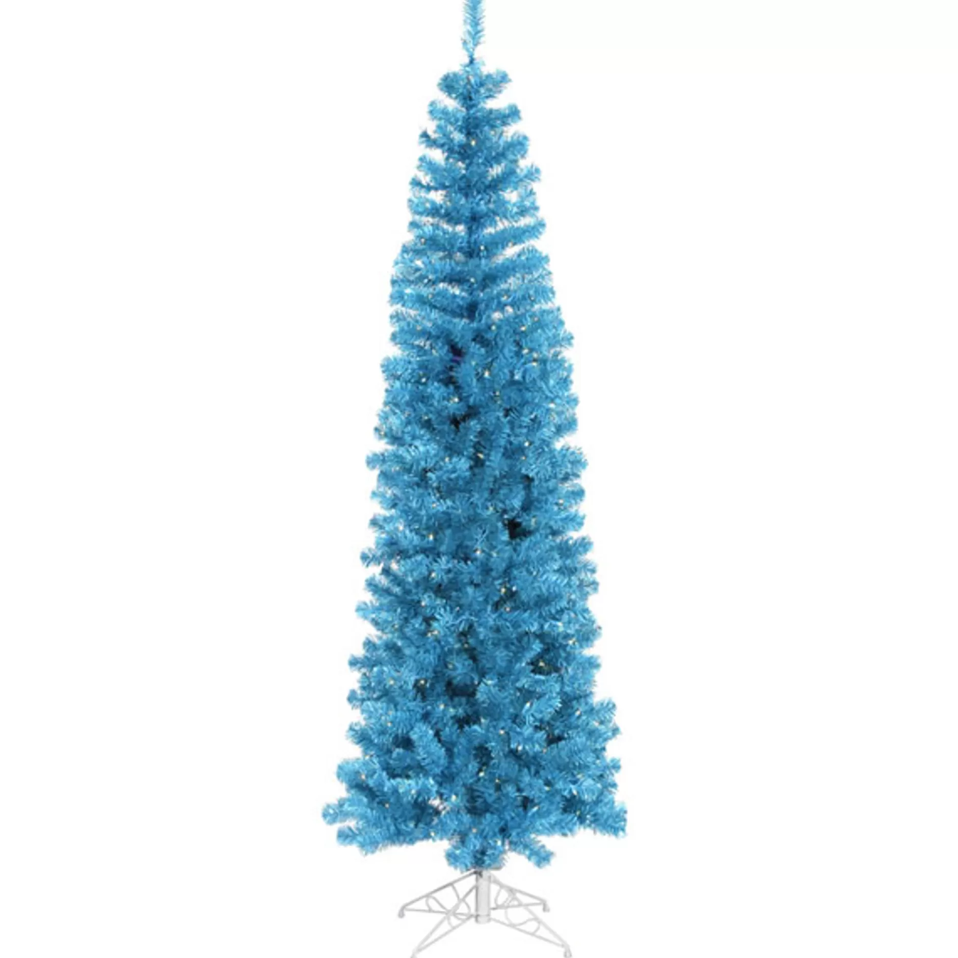 New 10' Pre-Lit Pencil Sparkling Artificial Christmas Tree - Blue Lights Pre-Lit