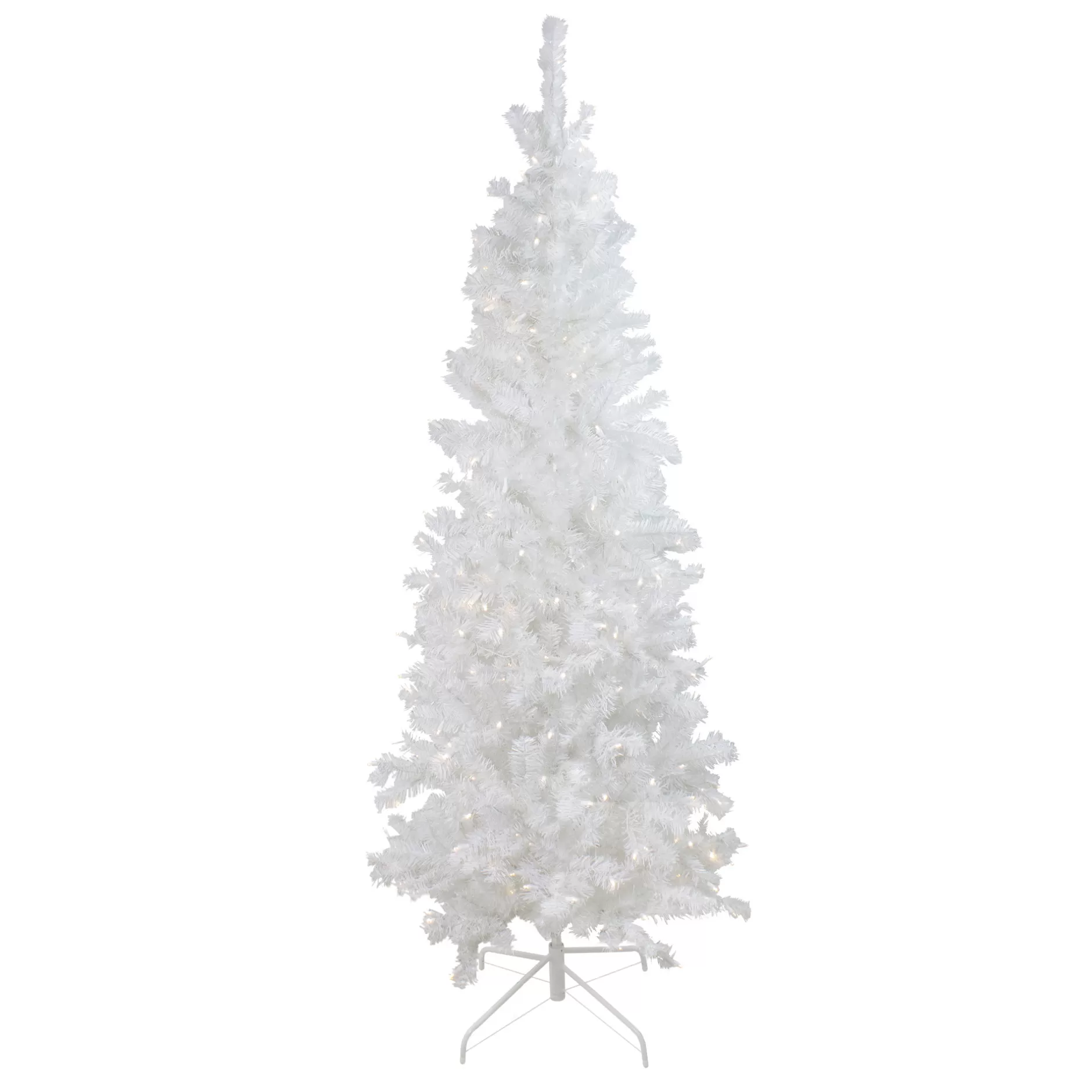 Best 6.5' Pre-Lit Pencil White Winston Pine Artificial Christmas Tree - Warm White Led Lights Pre-Lit