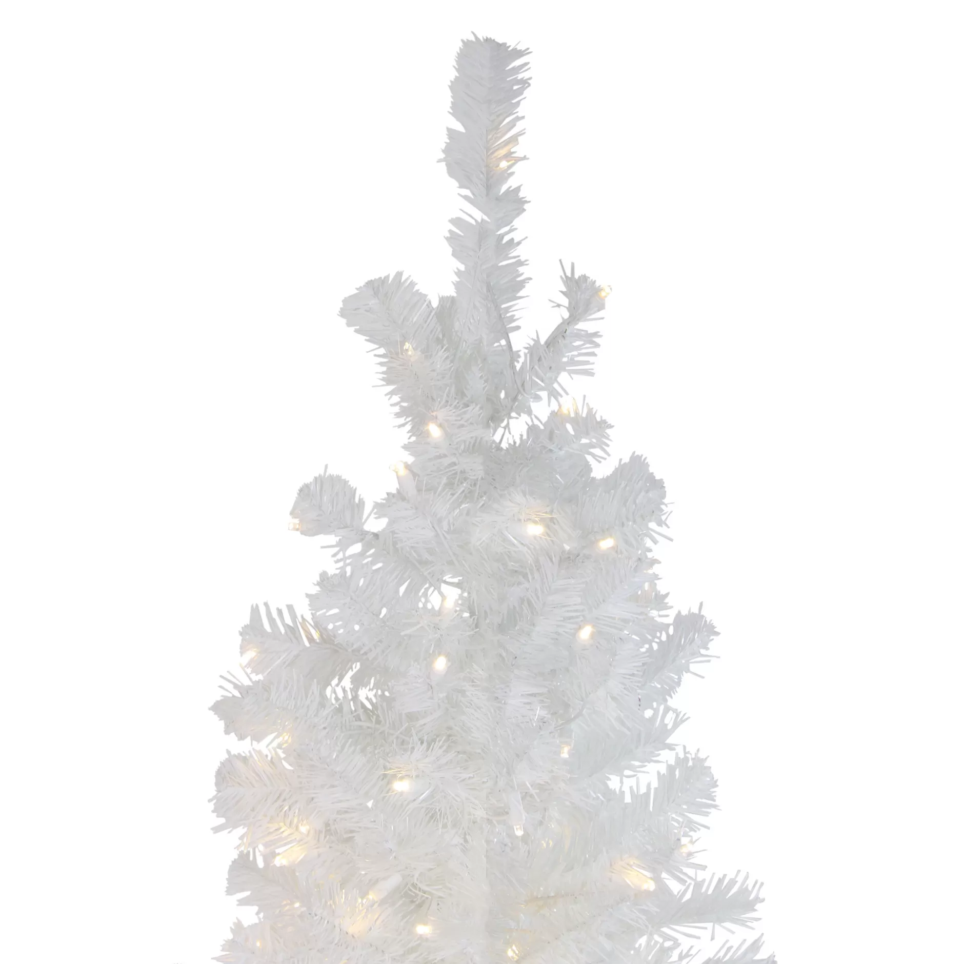 Best 6.5' Pre-Lit Pencil White Winston Pine Artificial Christmas Tree - Warm White Led Lights Pre-Lit