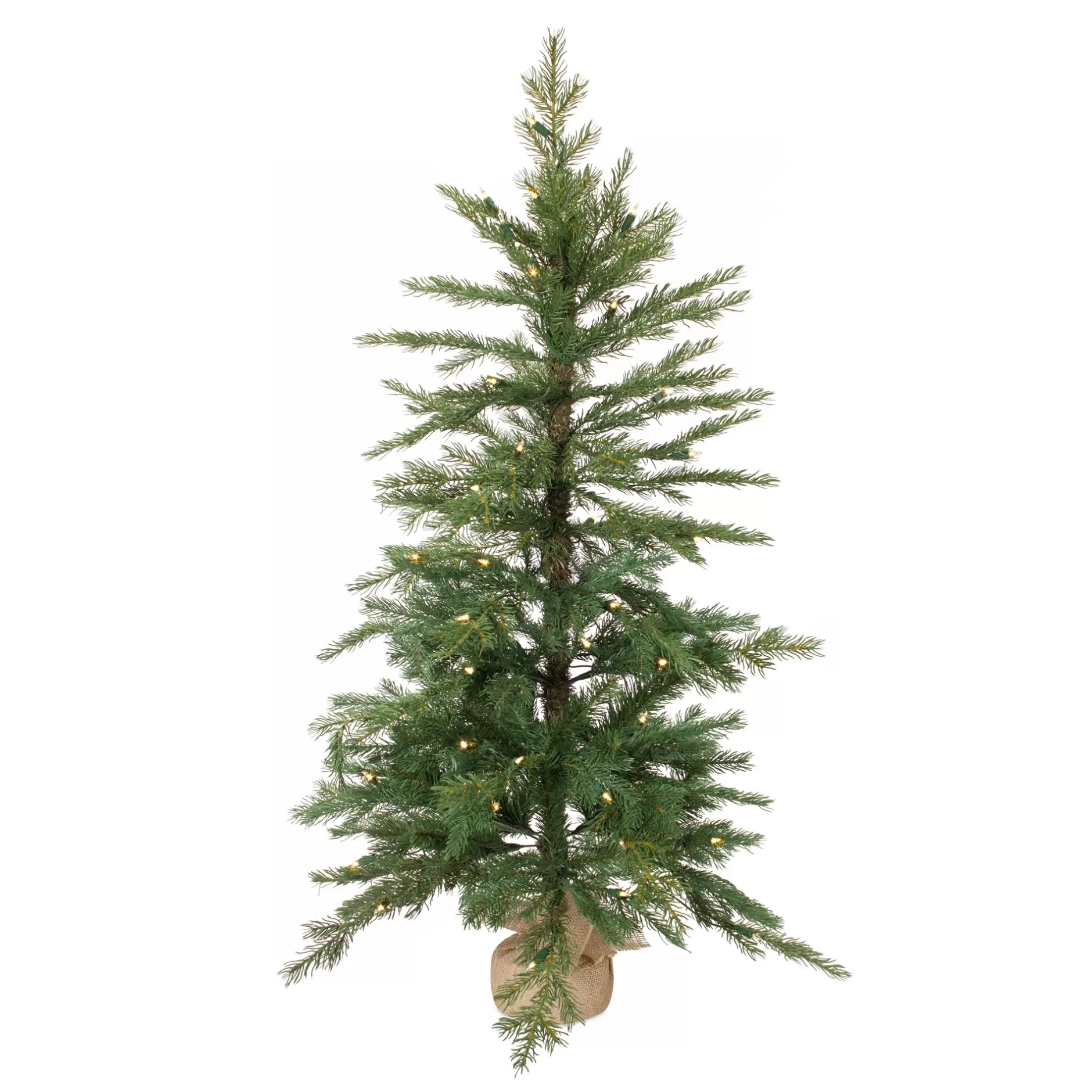 Best 4' Pre-Lit Pine Artificial Christmas Tree In Burlap Base Pre-Lit