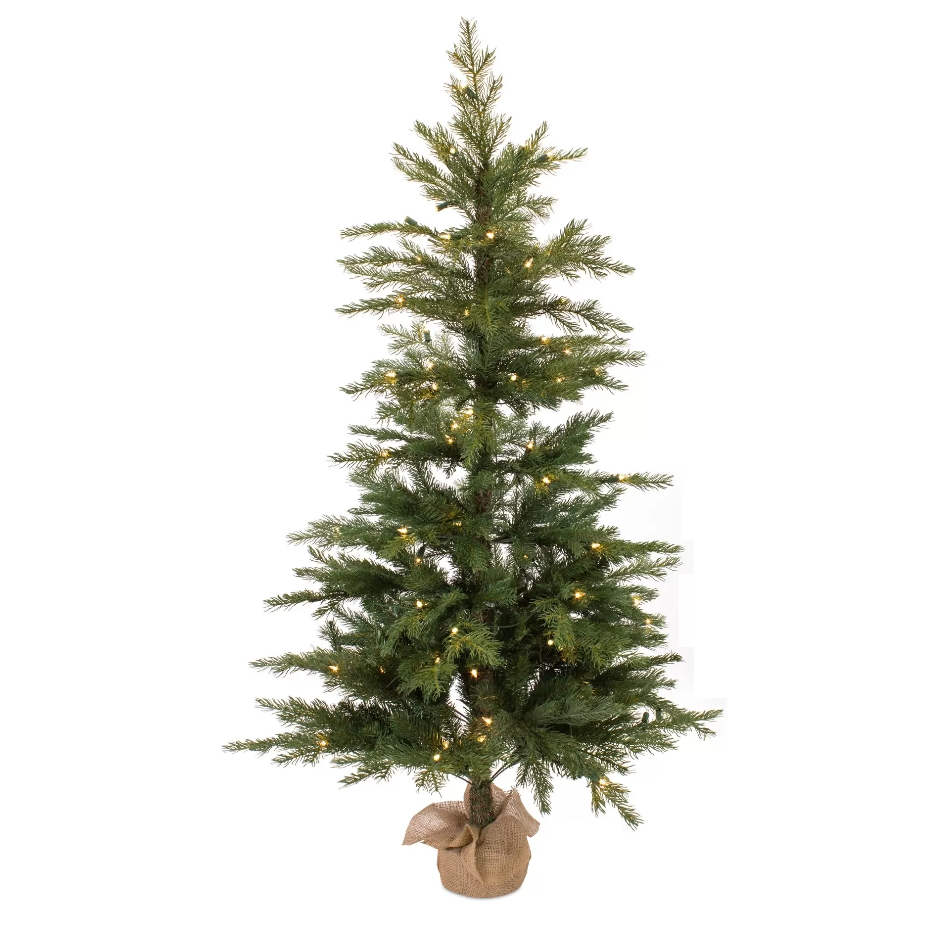 Best 5' Pre-Lit Pine Artificial Christmas Tree In Burlap Base Pre-Lit