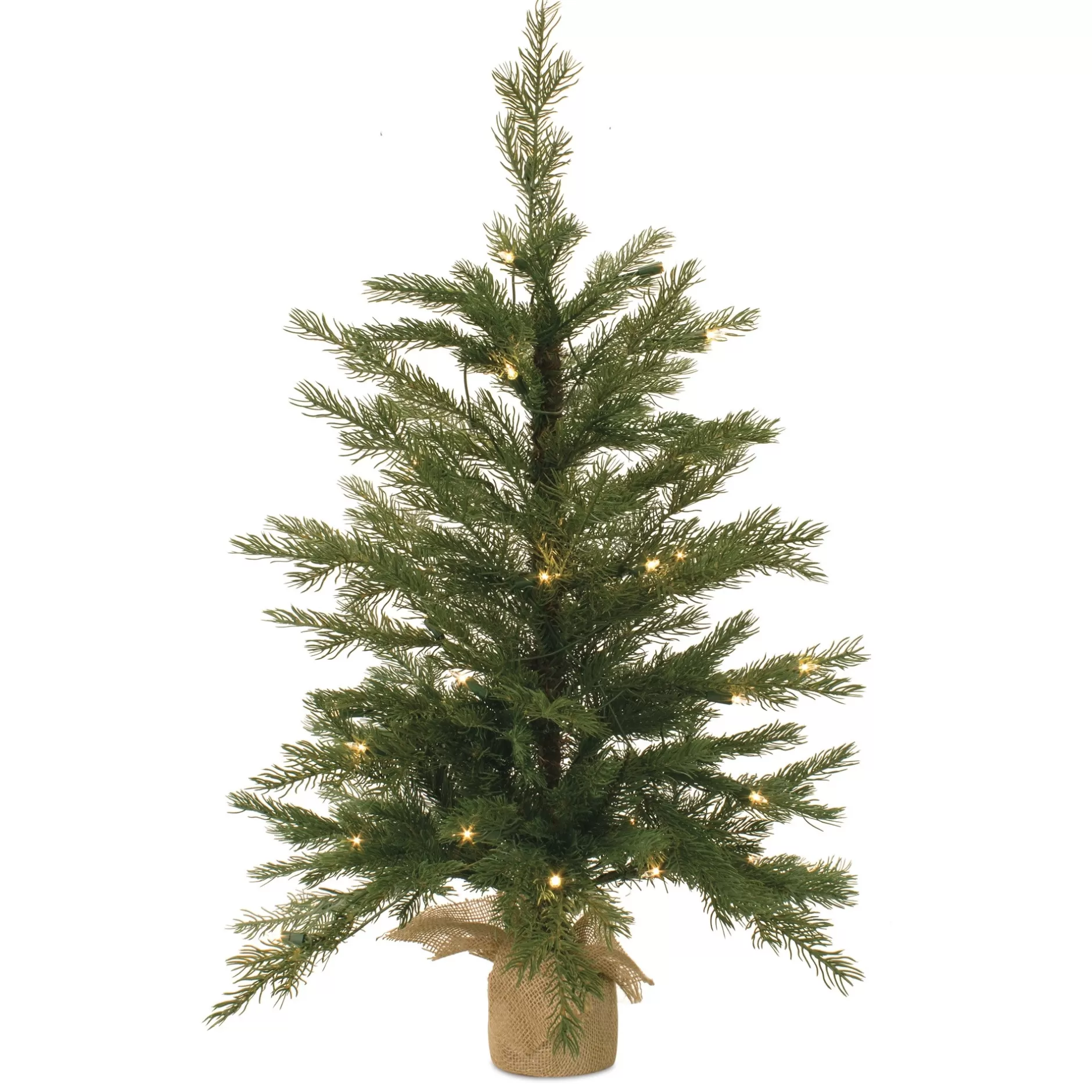 Cheap 3' Pre-Lit Pine Artificial Christmas Tree In Burlap Base Pre-Lit