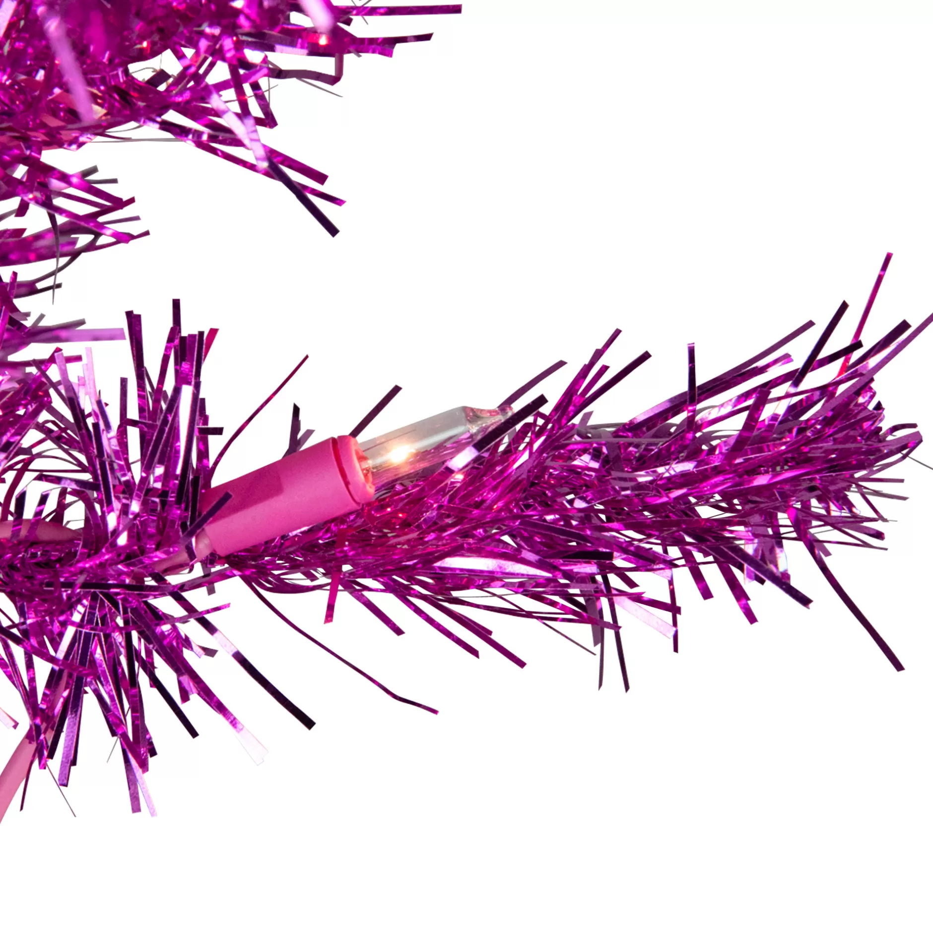 Hot 4' Pre-Lit Pink Artificial Tinsel Christmas Tree, Clear Lights Colorful