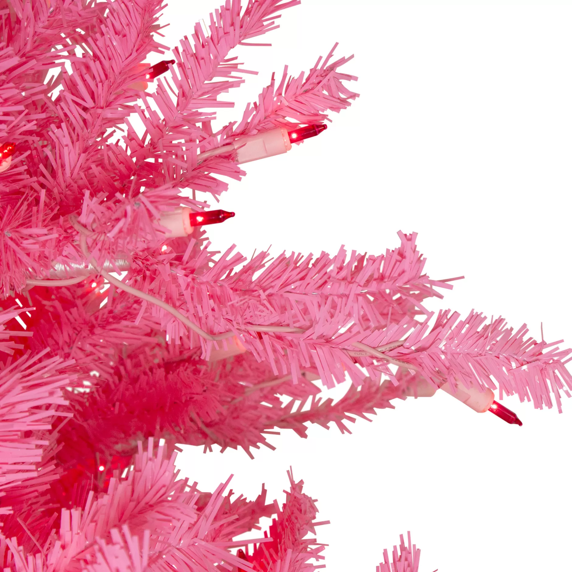 Fashion 7.5' Pre-Lit Pink Tinsel Slim Artificial Christmas Tree - Pink Lights Colorful