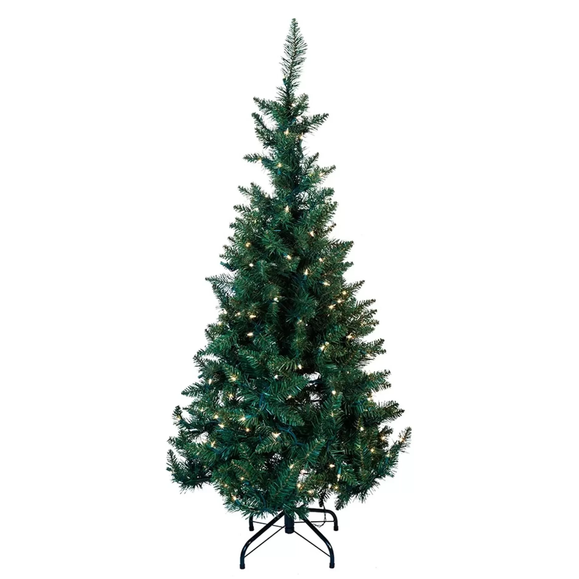 Store 4.5' Pre-Lit Point Pine Tree Artificial Christmas Tree, Multicolored Led Lights Pre-Lit