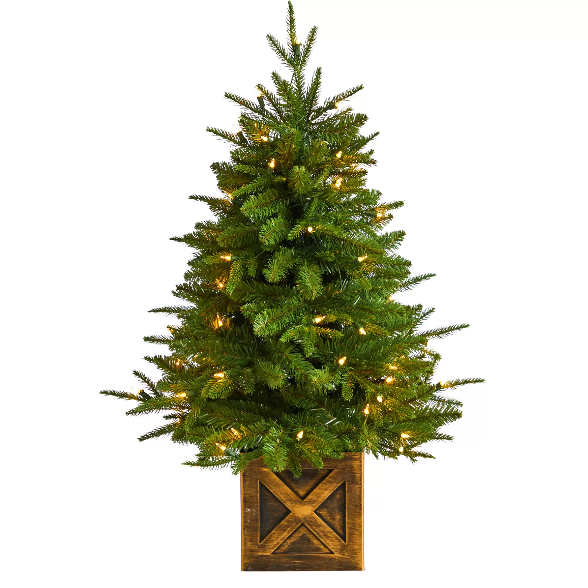 New 3' Pre-Lit Potted Artificial Christmas Tree, Warm Clear Lights Colorful