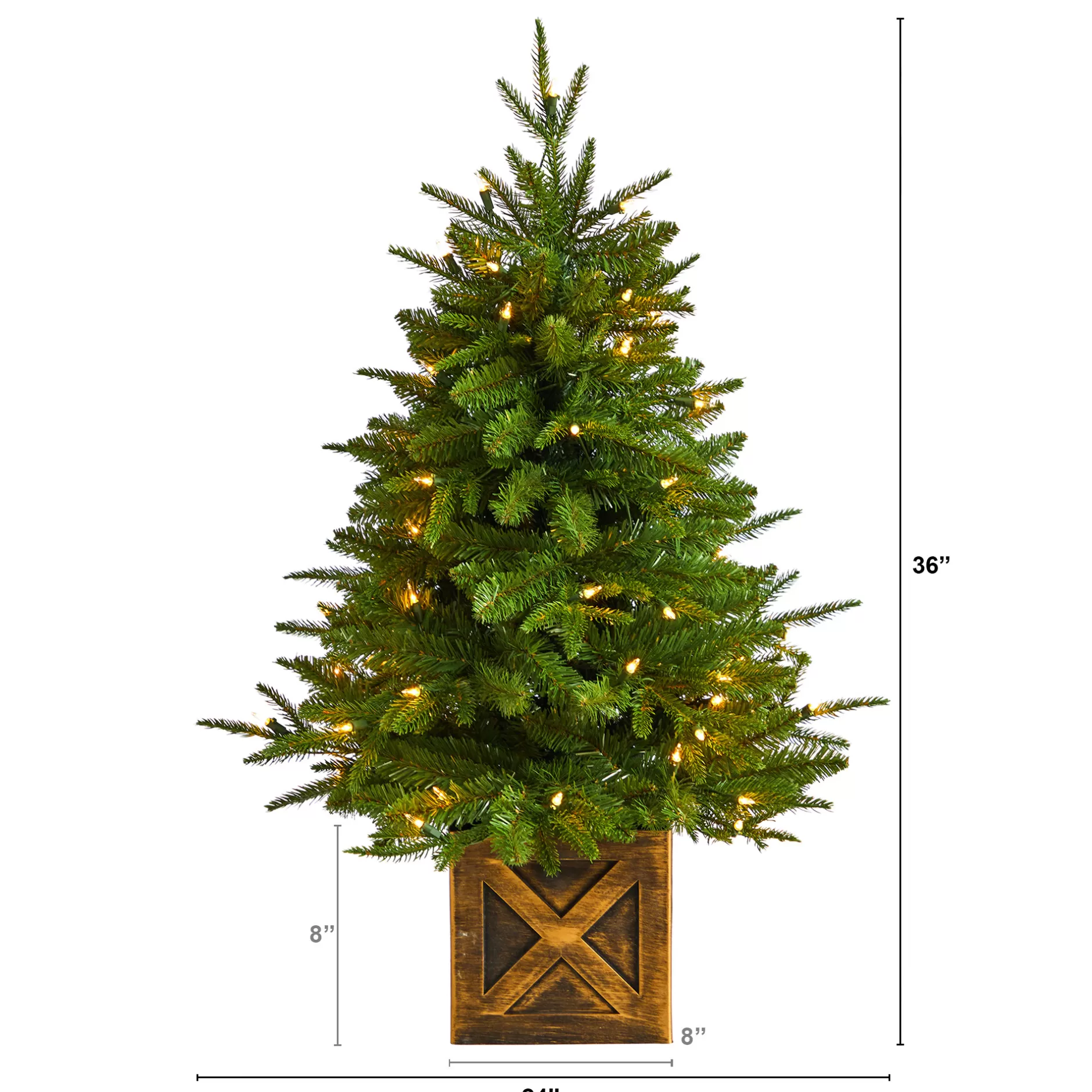 New 3' Pre-Lit Potted Artificial Christmas Tree, Warm Clear Lights Colorful