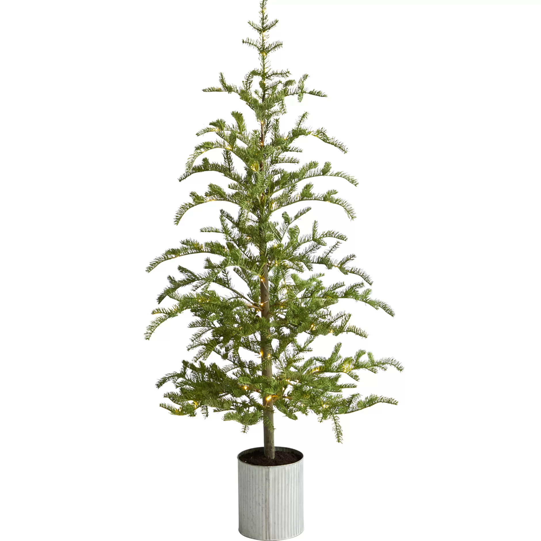 Best 5.5' Pre-Lit Potted Artificial Pine Christmas Tree, Clear Led Lights Potted