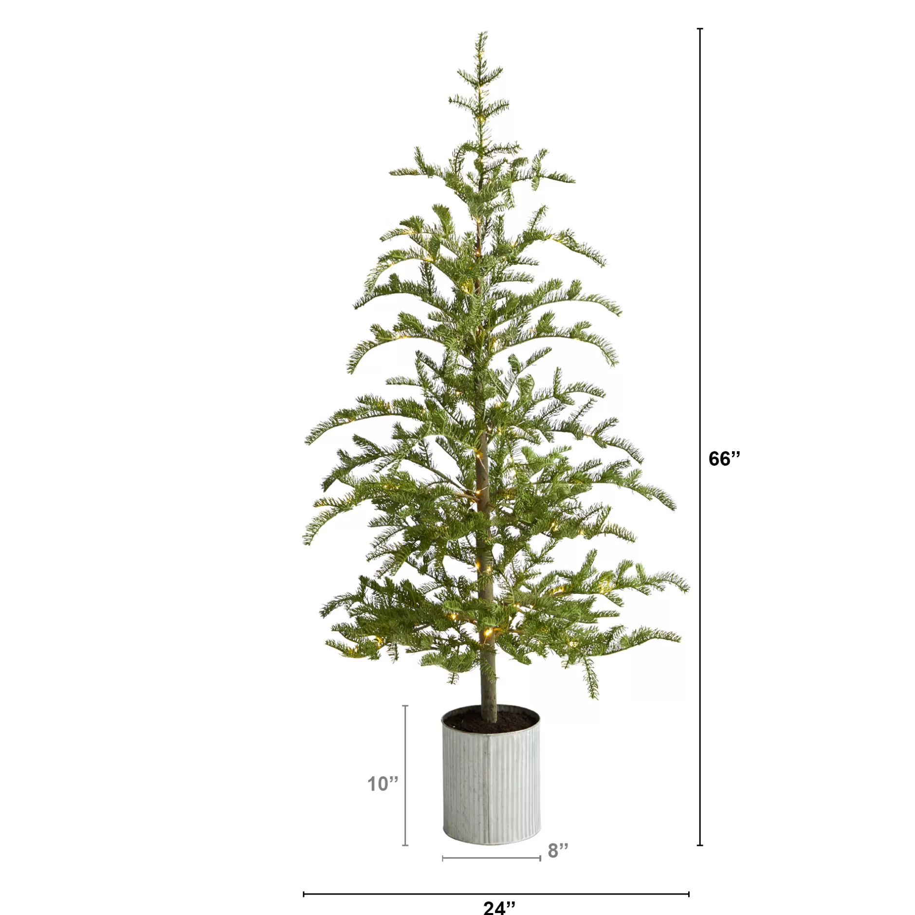 Best 5.5' Pre-Lit Potted Artificial Pine Christmas Tree, Clear Led Lights Potted