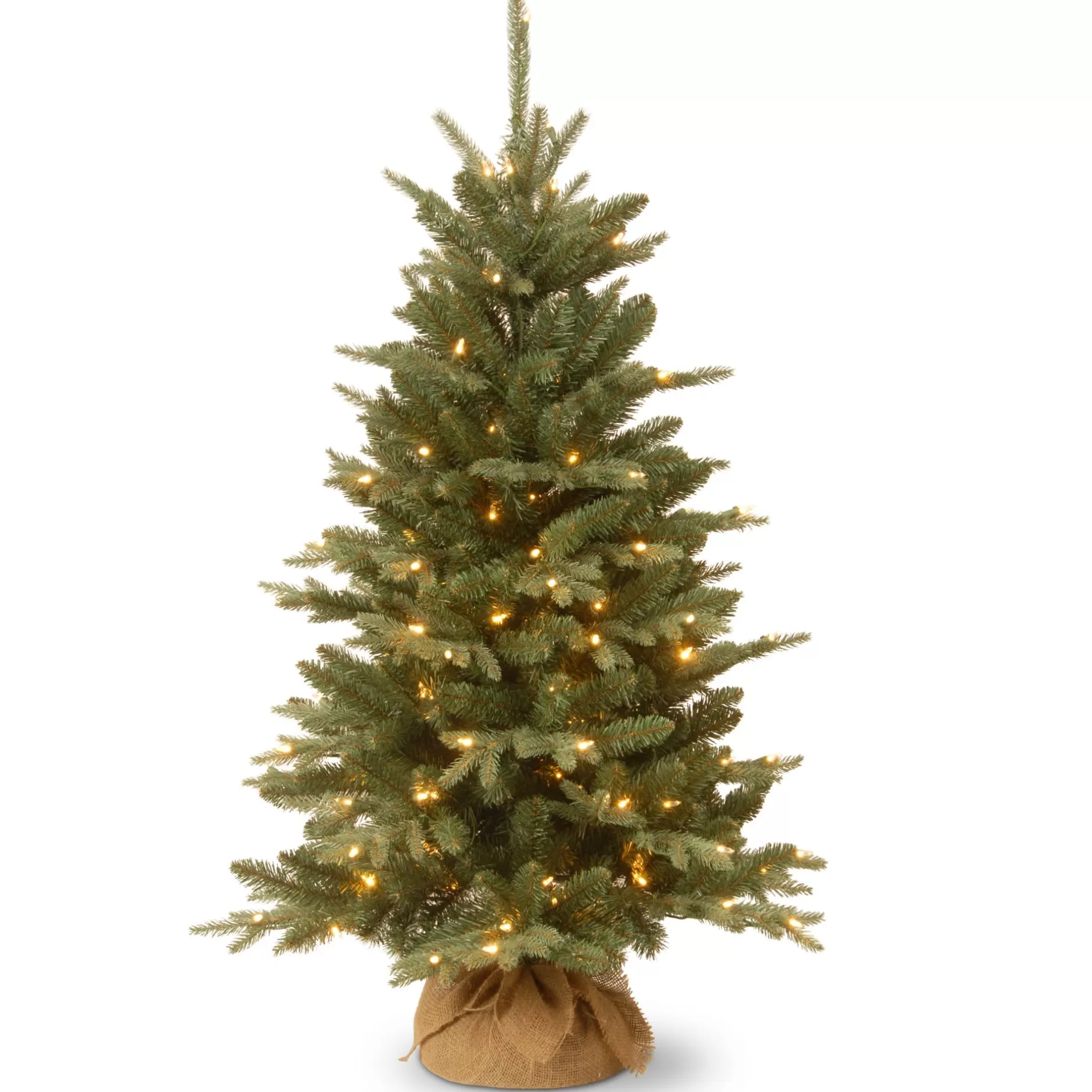 Best 4' Pre-Lit Potted Burlap Artificial Christmas Tree, Clear Lights Potted