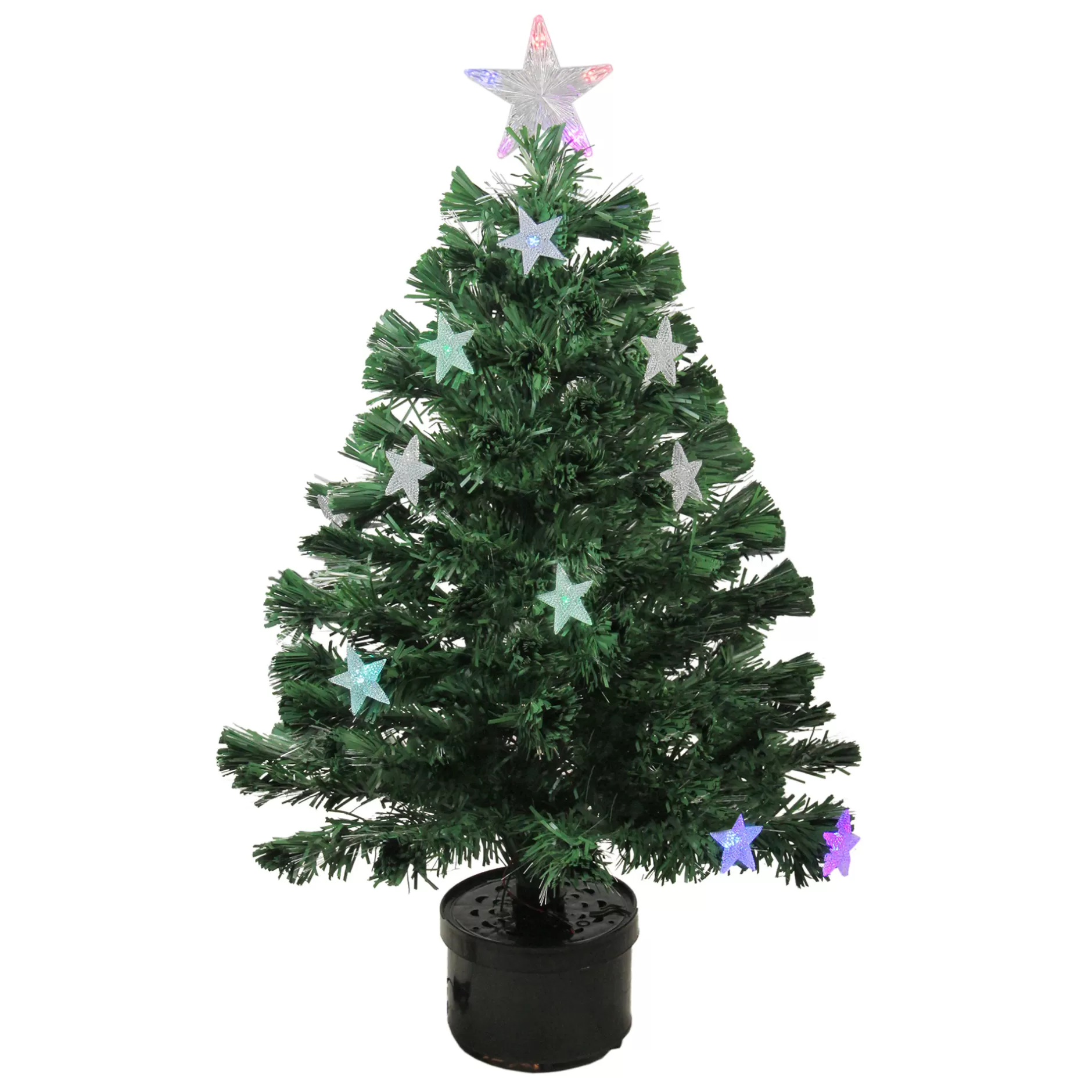Flash Sale 3' Pre-Lit Potted Color Changing Fiber Optic Artificial Christmas Tree - Multi Color Led Lights Fiber Optic